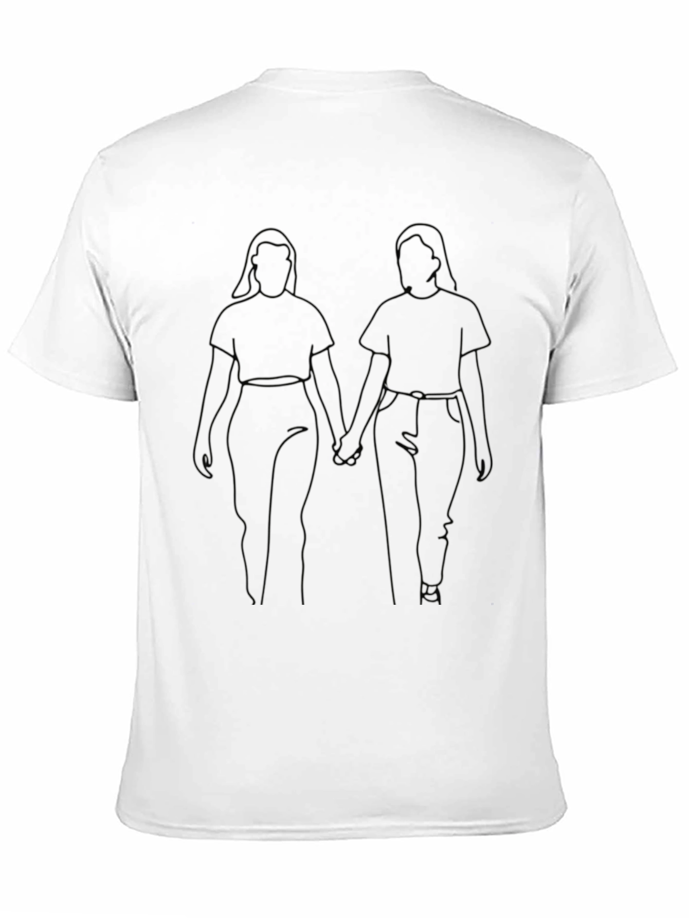 Couple Outline Art Print Black T-Shirt
