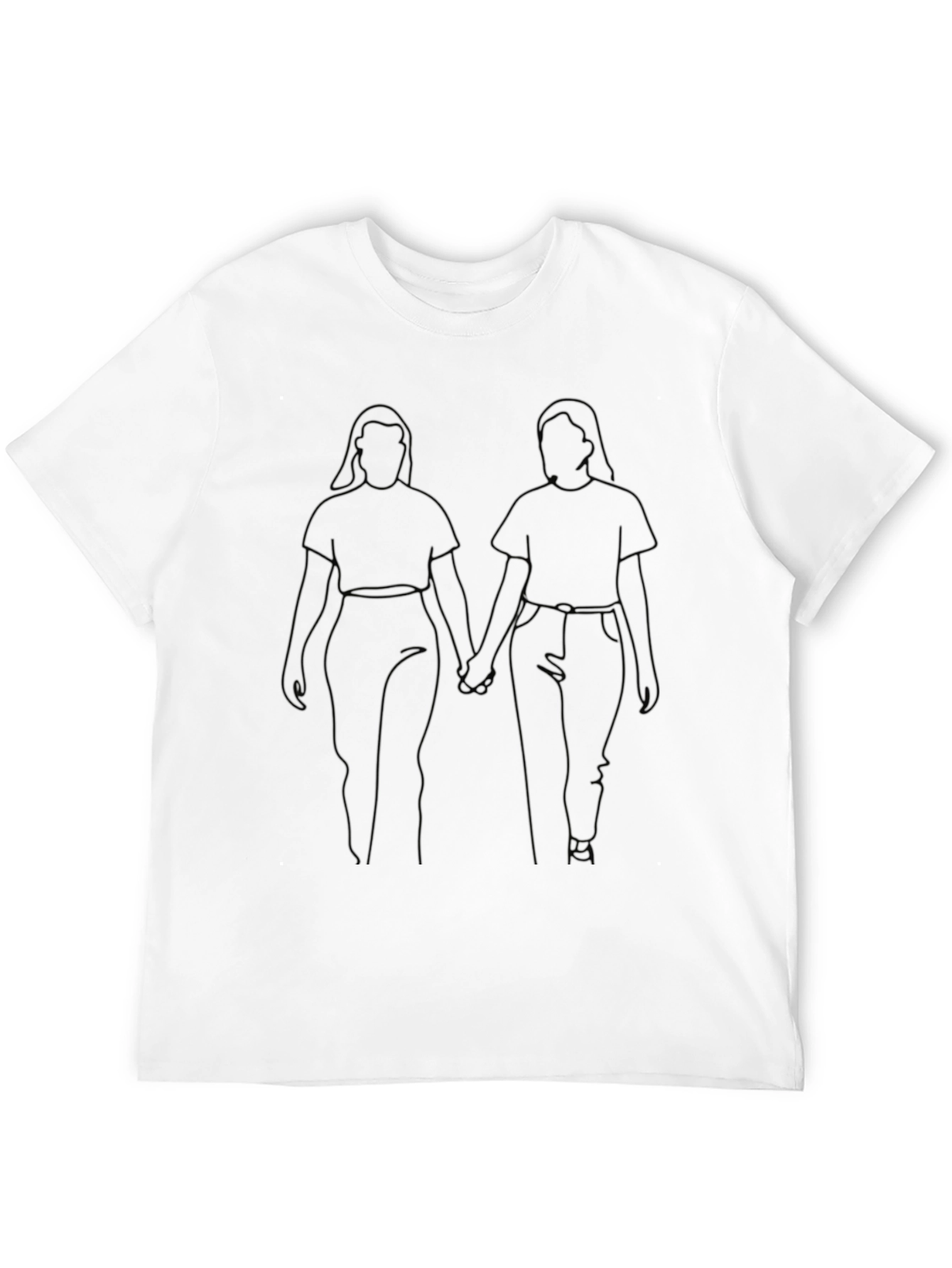 Couple Outline Art Print Black T-Shirt