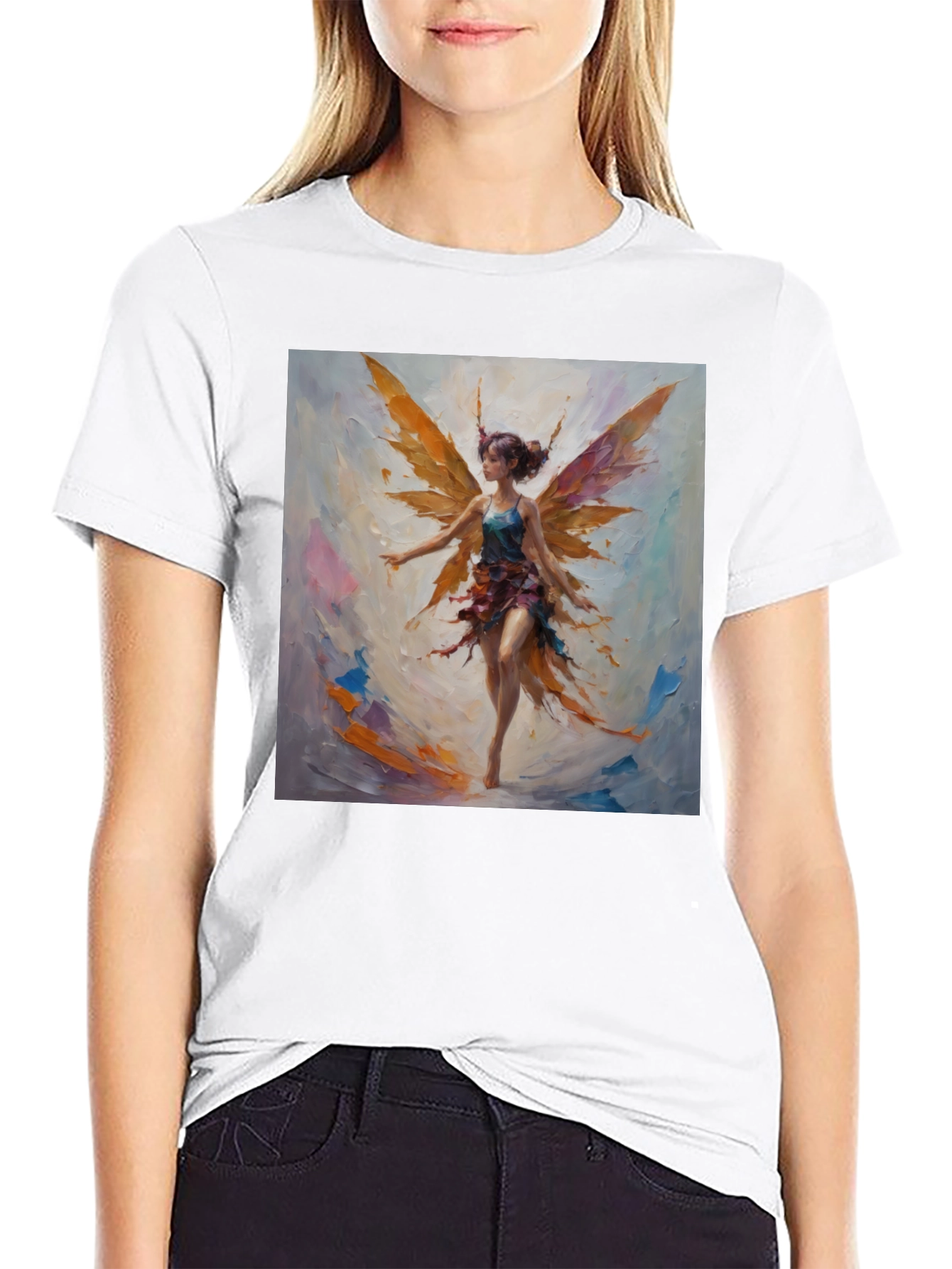 Fantasy Fairy Graphic Tee - Artistic Black T-Shirt
