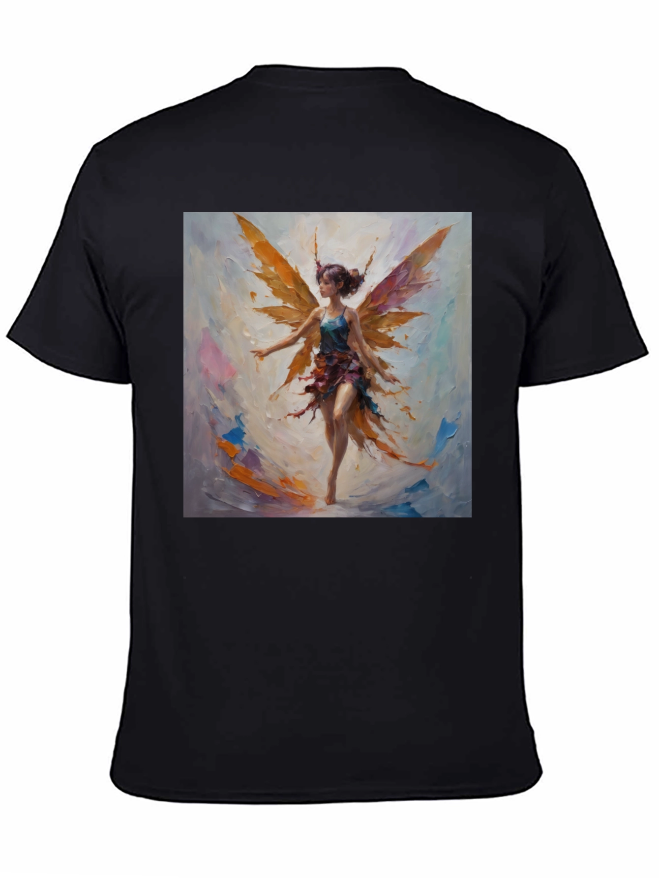 Fantasy Fairy Graphic Tee - Artistic Black T-Shirt