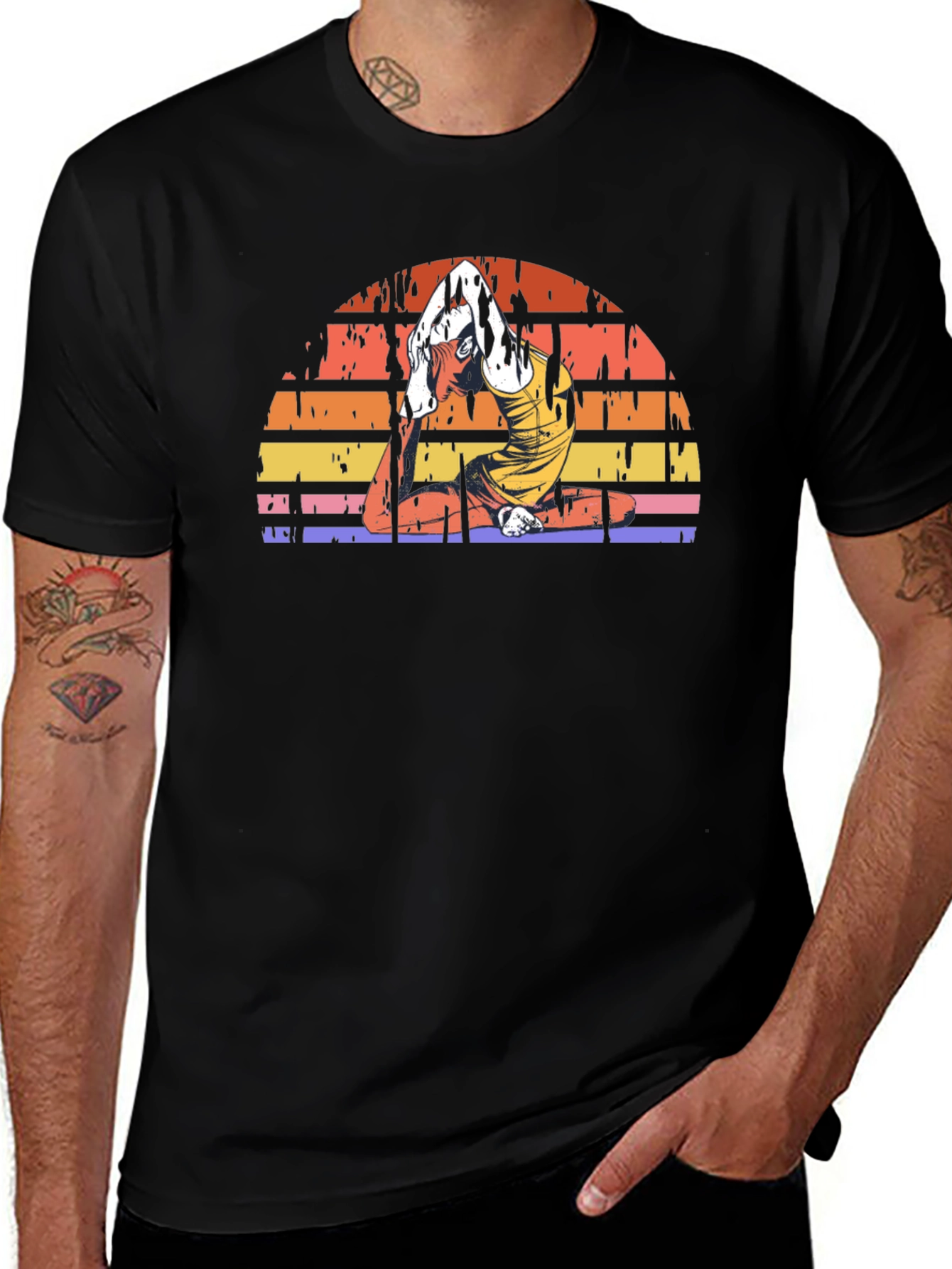 Yoga Pose Sunset Graphic Tee