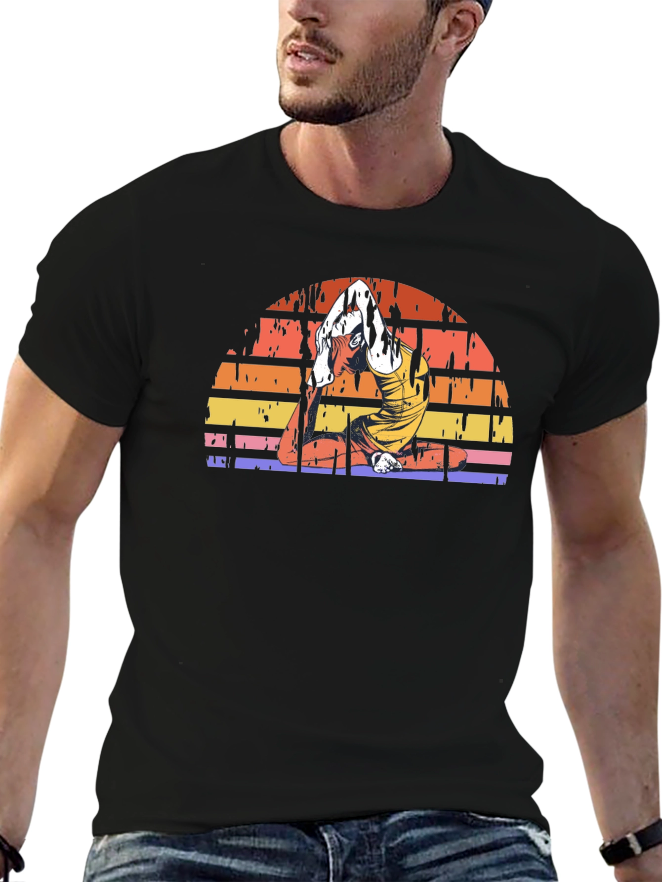 Yoga Pose Sunset Graphic Tee