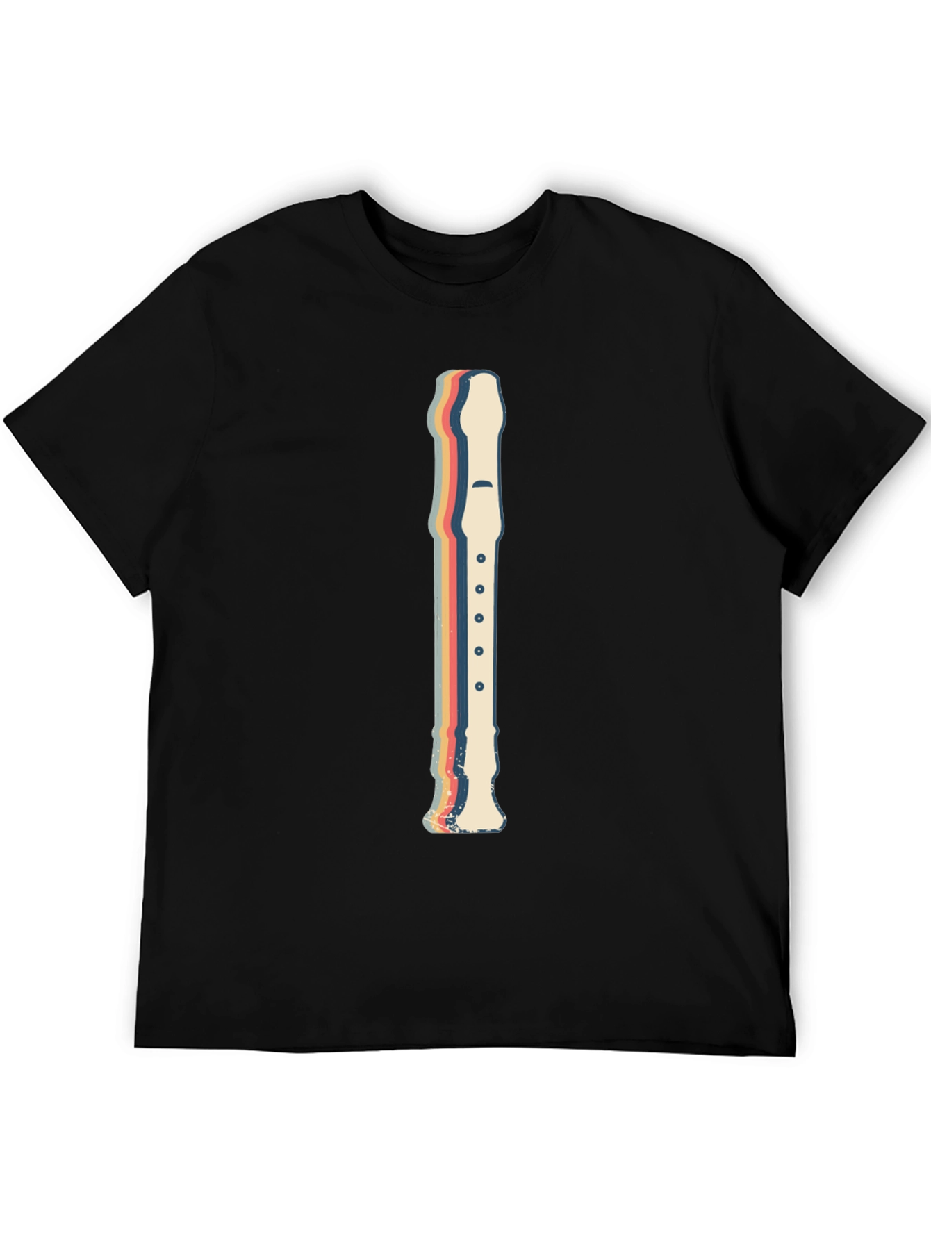 Retro Recorder Music T-Shirt - Black