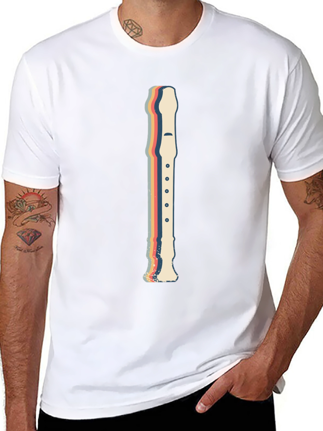 Retro Recorder Music T-Shirt - Black