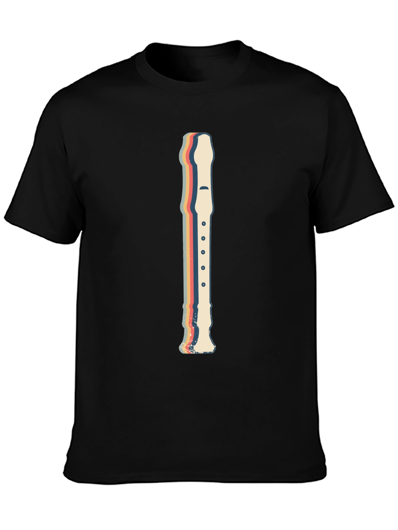 Retro Recorder Music T-Shirt - Black