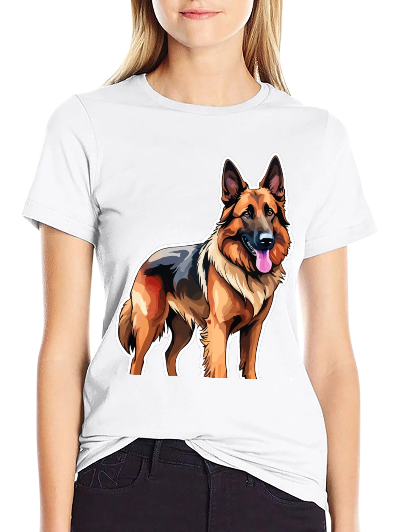 German Shepherd Graphic Tee - Black Cotton Comfort