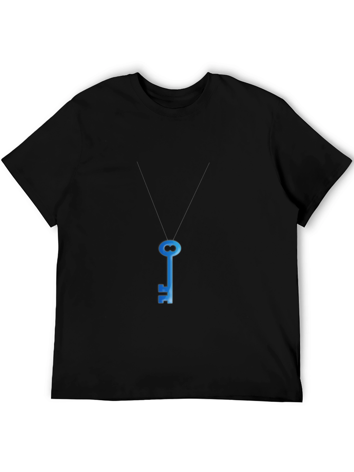 Mens Black T-Shirt with Blue Key Graphic