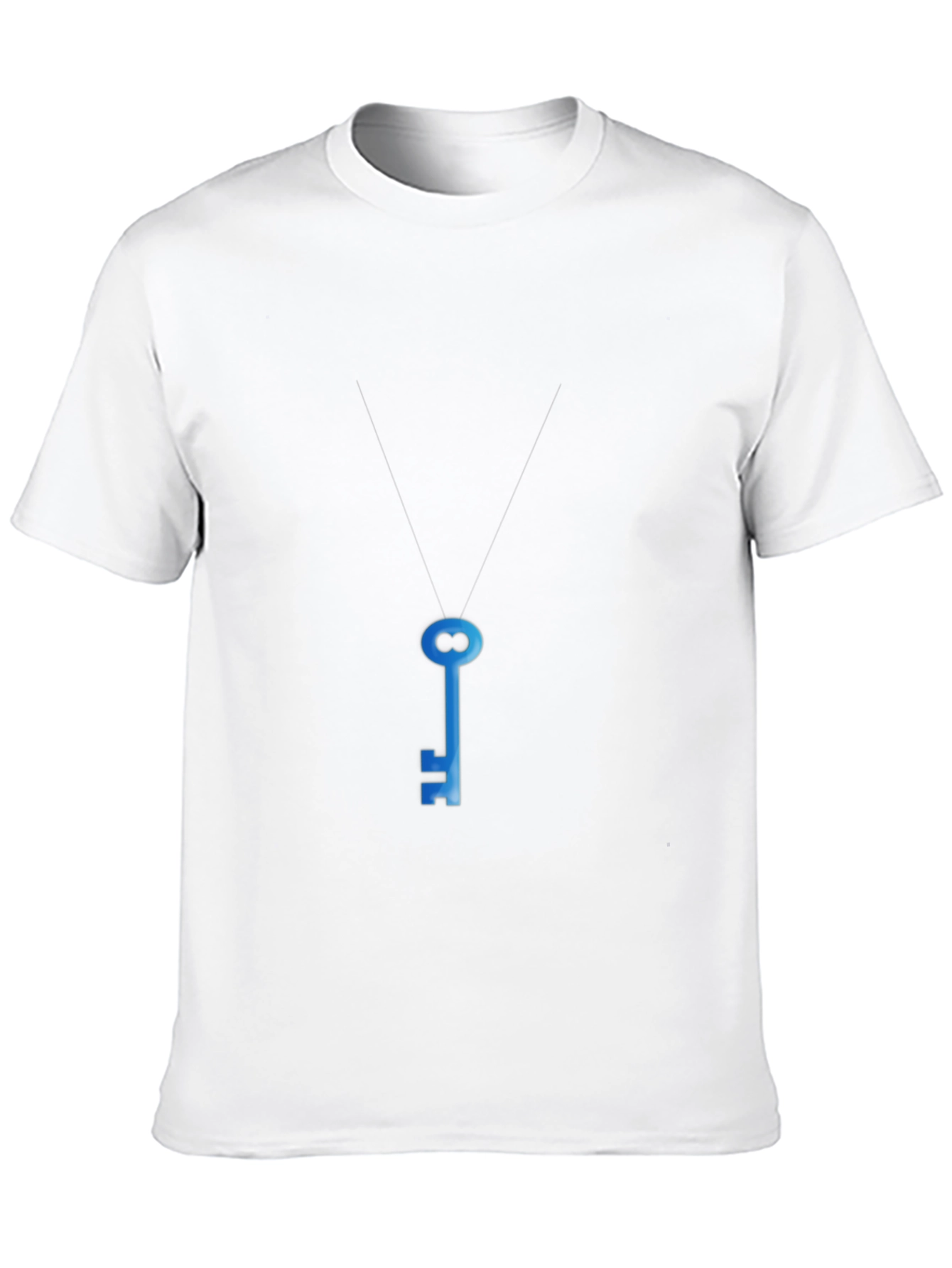 Mens Black T-Shirt with Blue Key Graphic