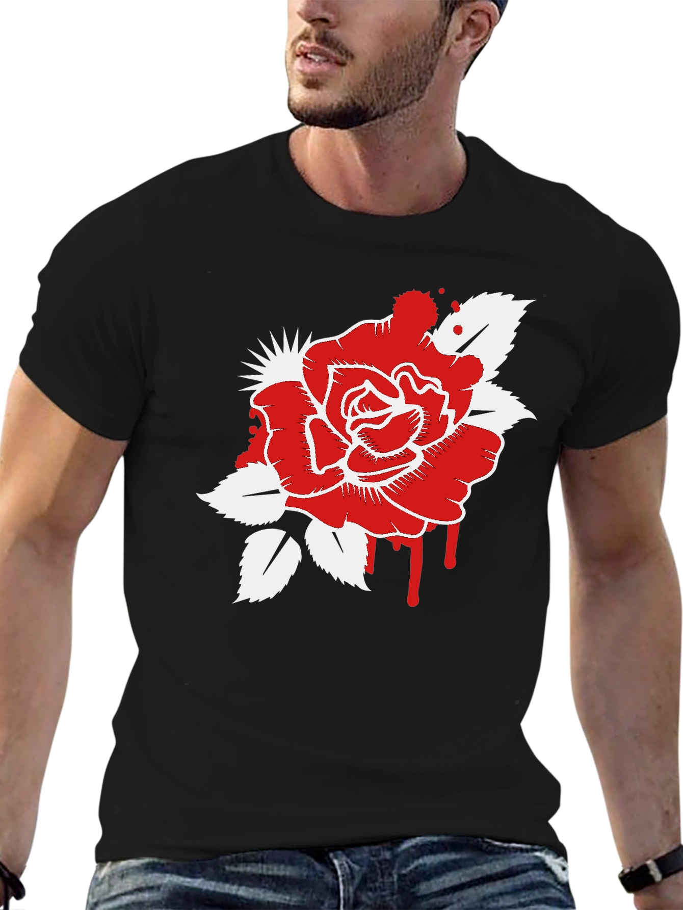 Bloody Rose Graphic T-Shirt - Mens Black Tee