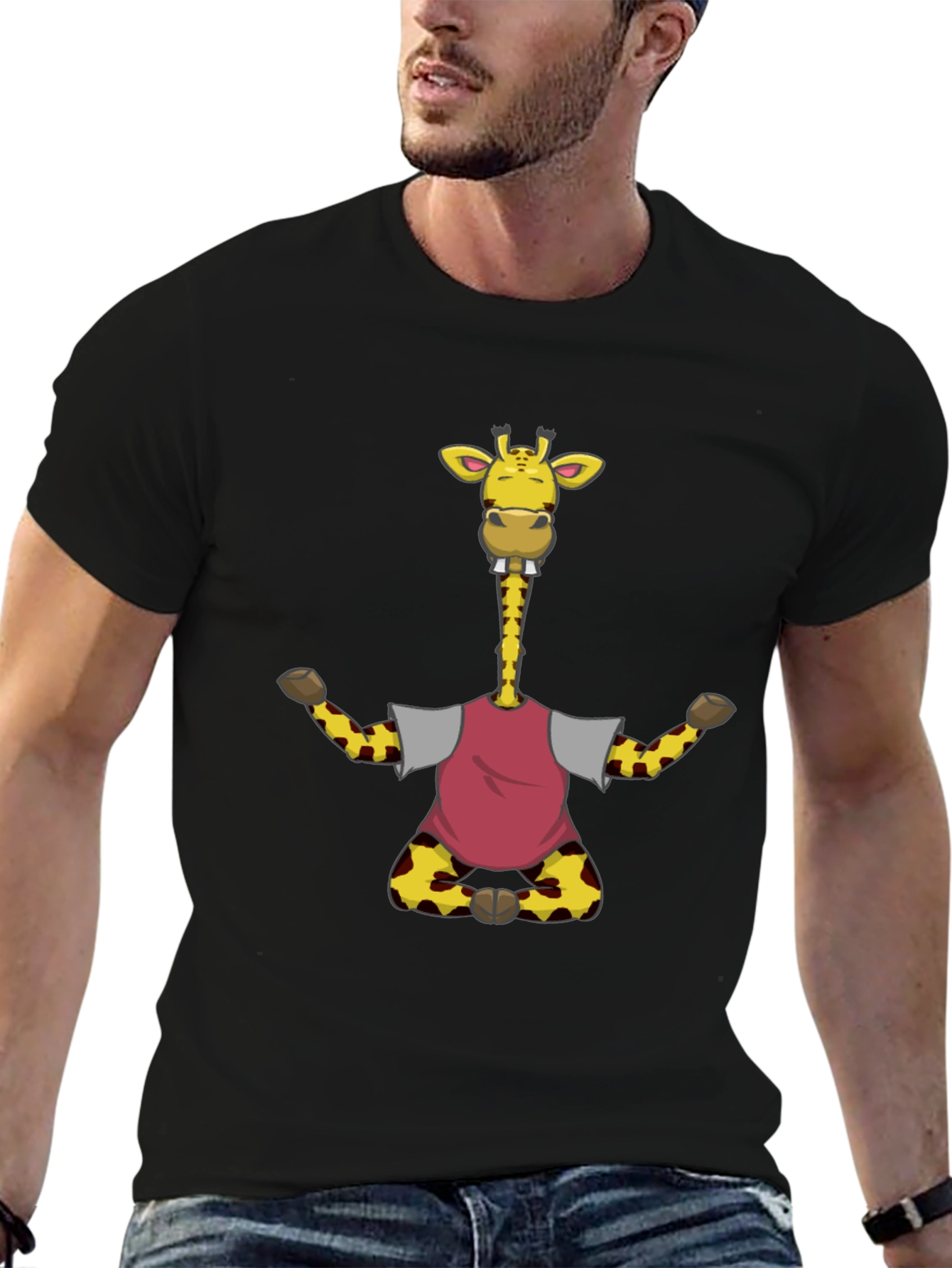 Funny Giraffe T-Shirt - Mens Black Tee
