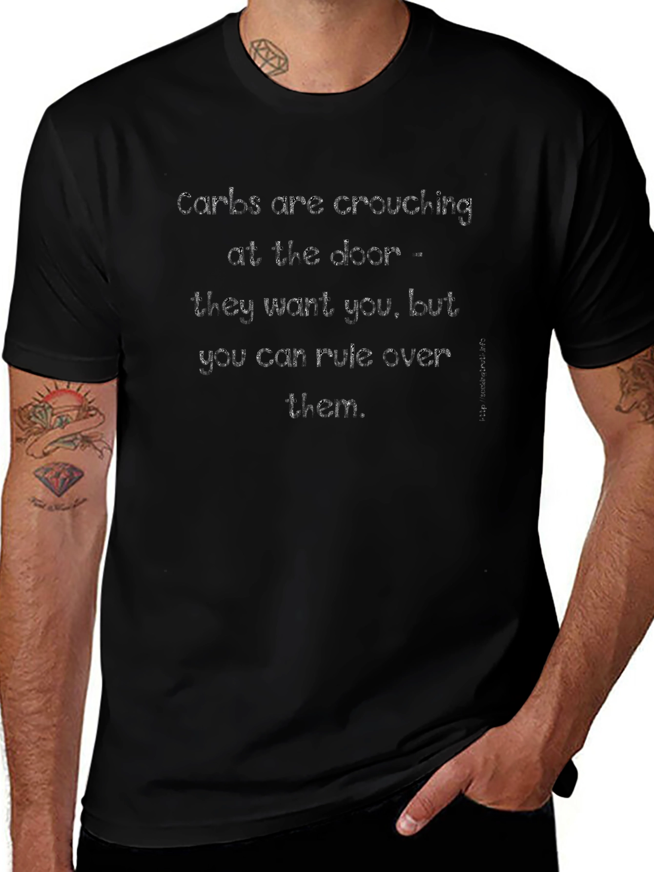Carbs Are Crouching at The Door Black T-Shirt