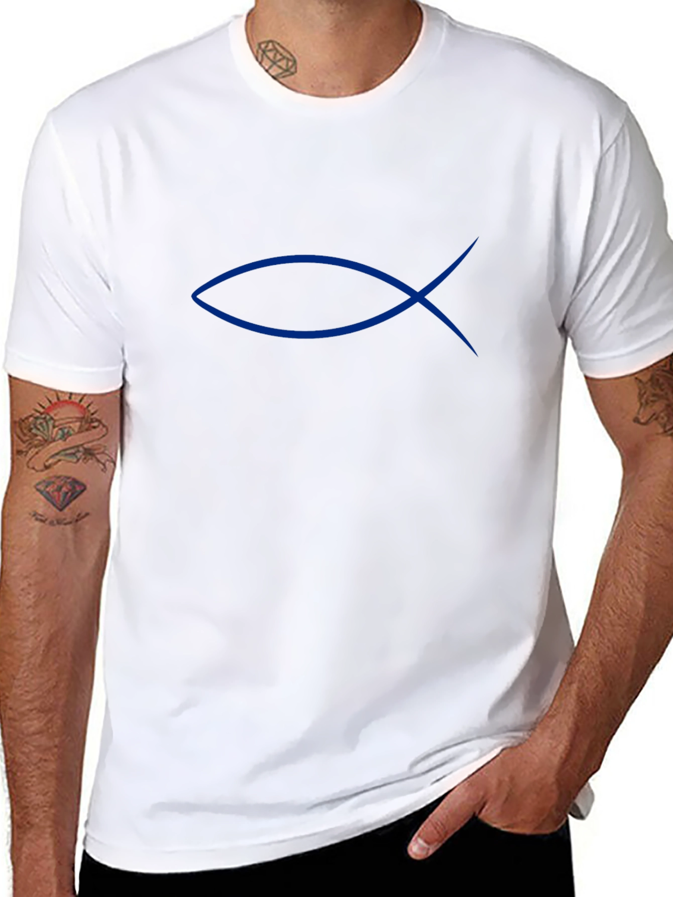 Blue Ichthys Symbol Black T-Shirt