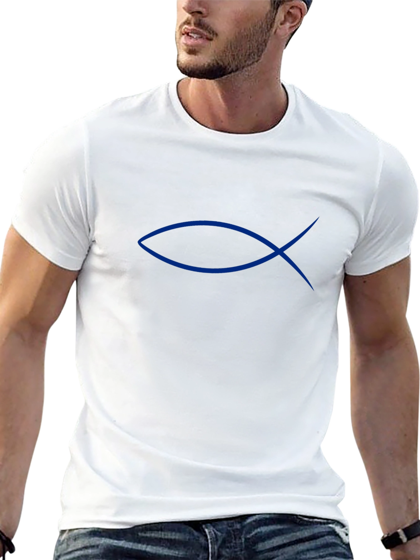 Blue Ichthys Symbol Black T-Shirt