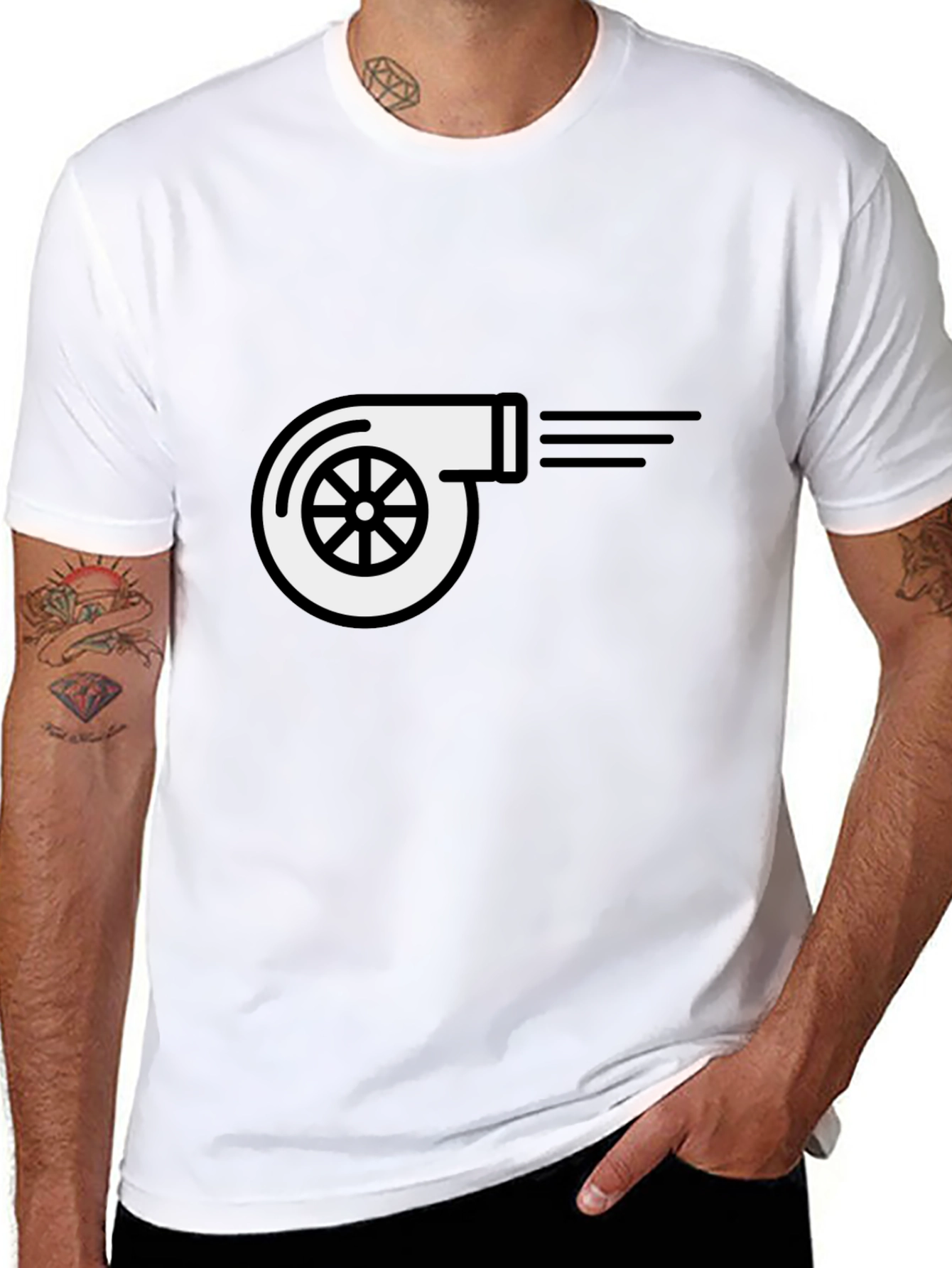 Turbocharger T-Shirt - Black Cotton Blend