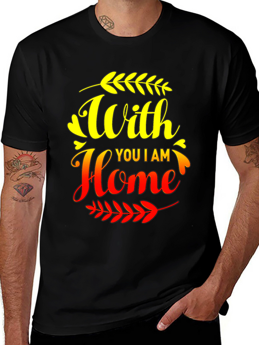 With You I Am Home Graphic Tee - Black Cotton Blend