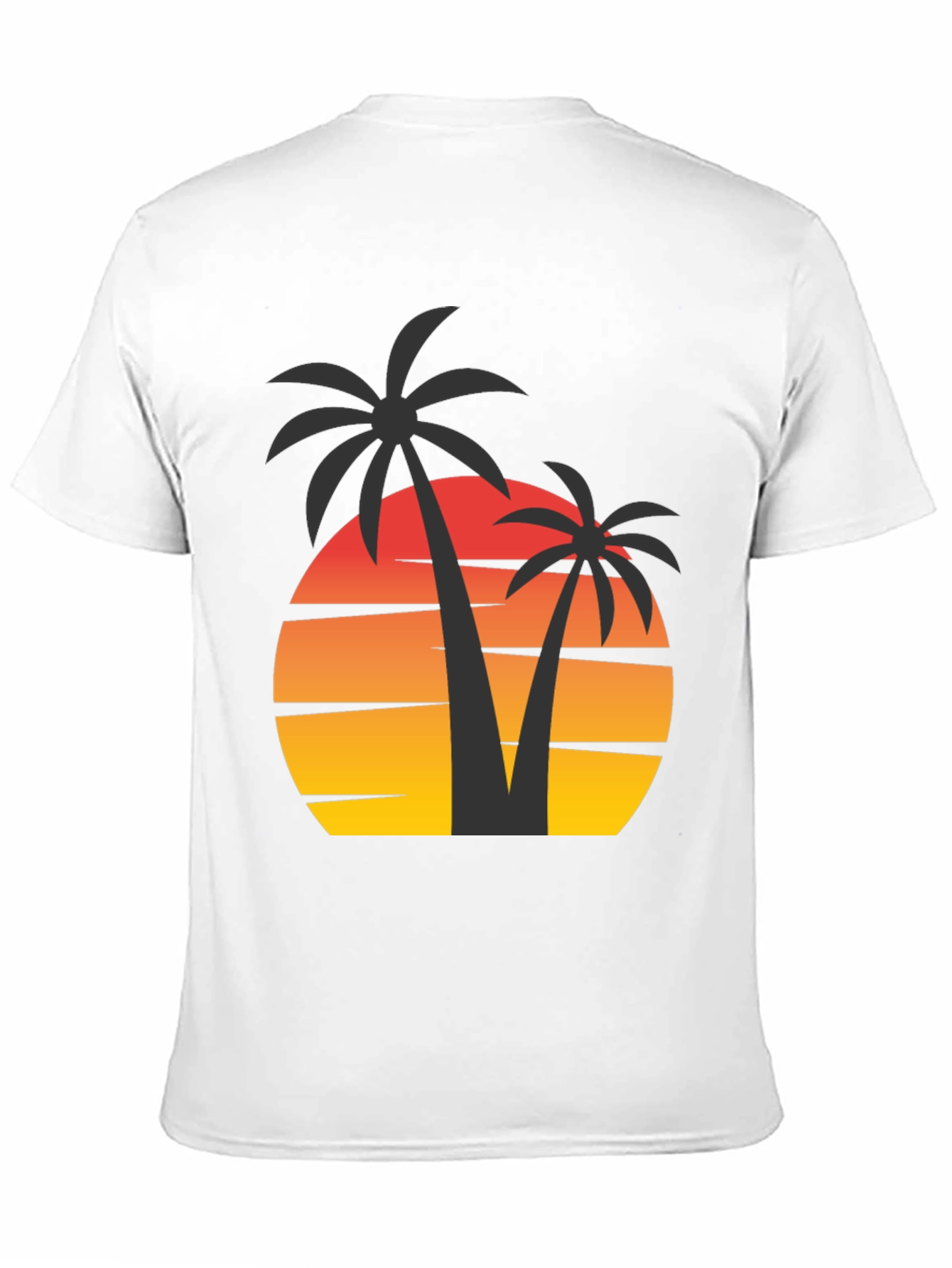 Sunset Palm Tree Graphic Tee - Black