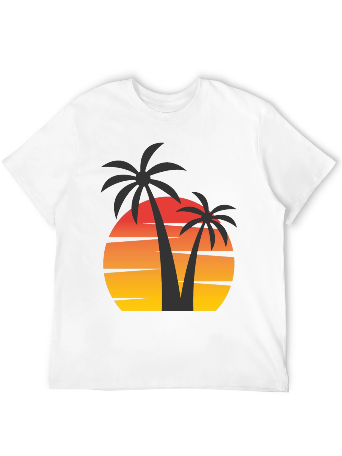 Sunset Palm Tree Graphic Tee - Black