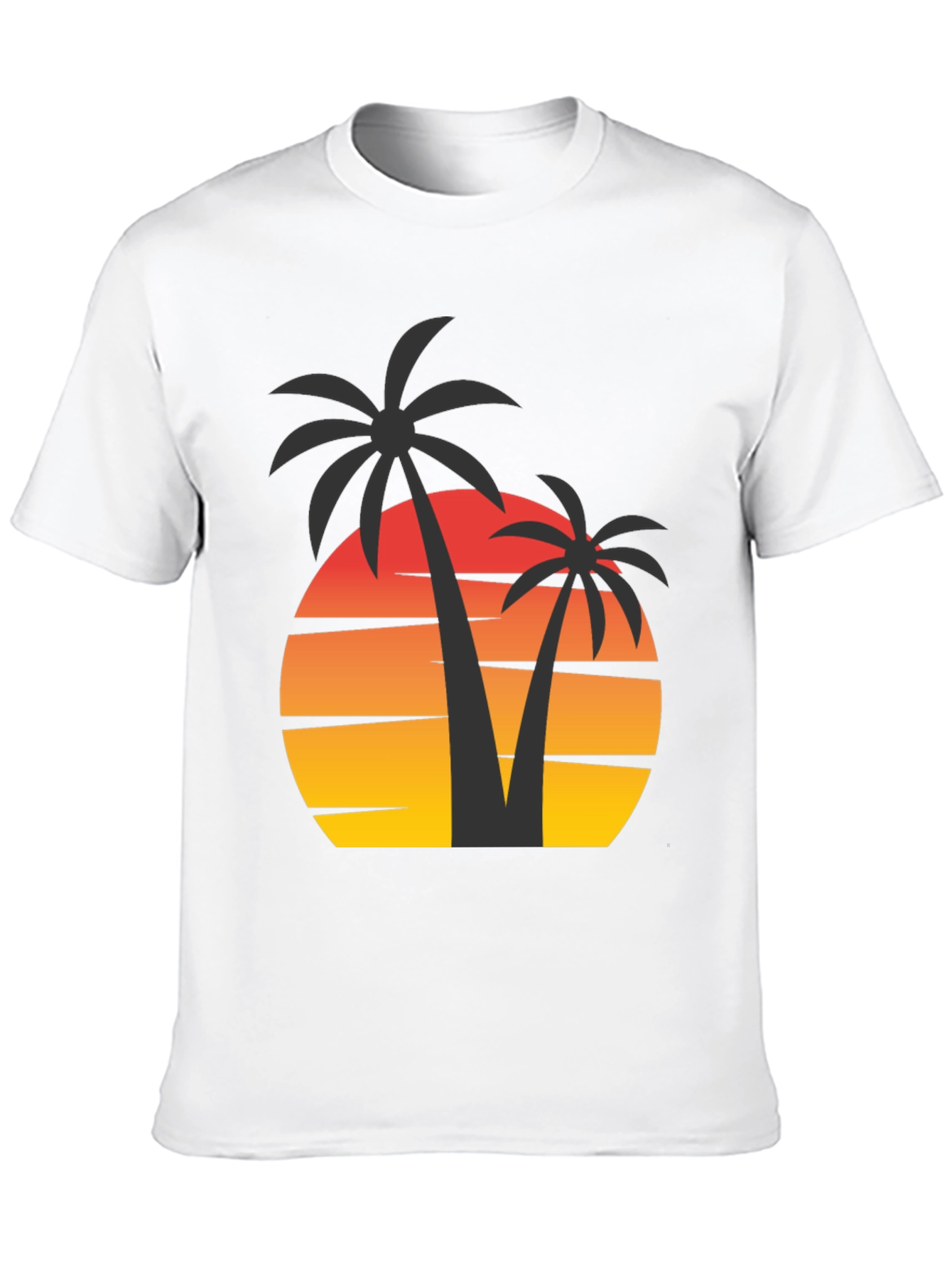 Sunset Palm Tree Graphic Tee - Black