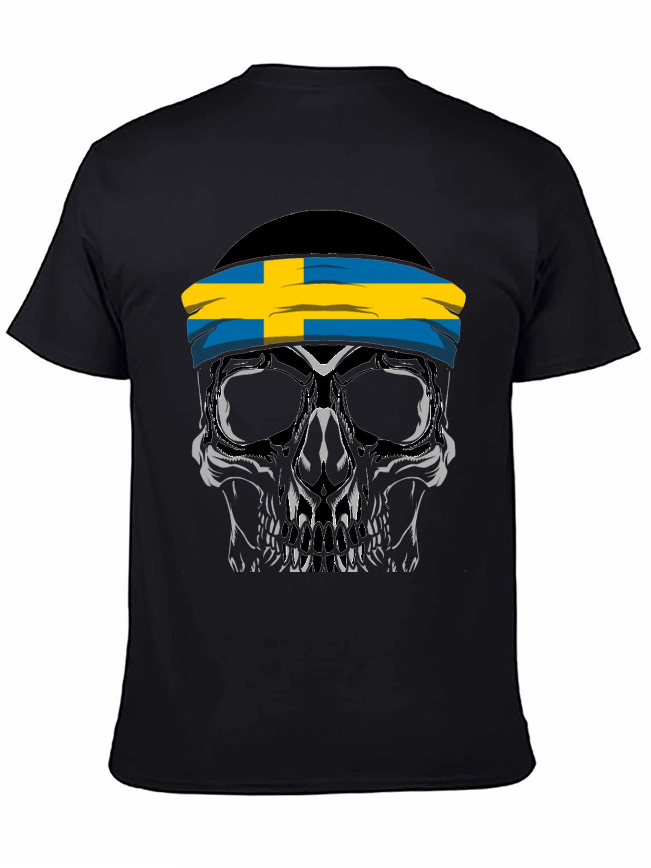Skull Sweden Flag Headband Black T-Shirt