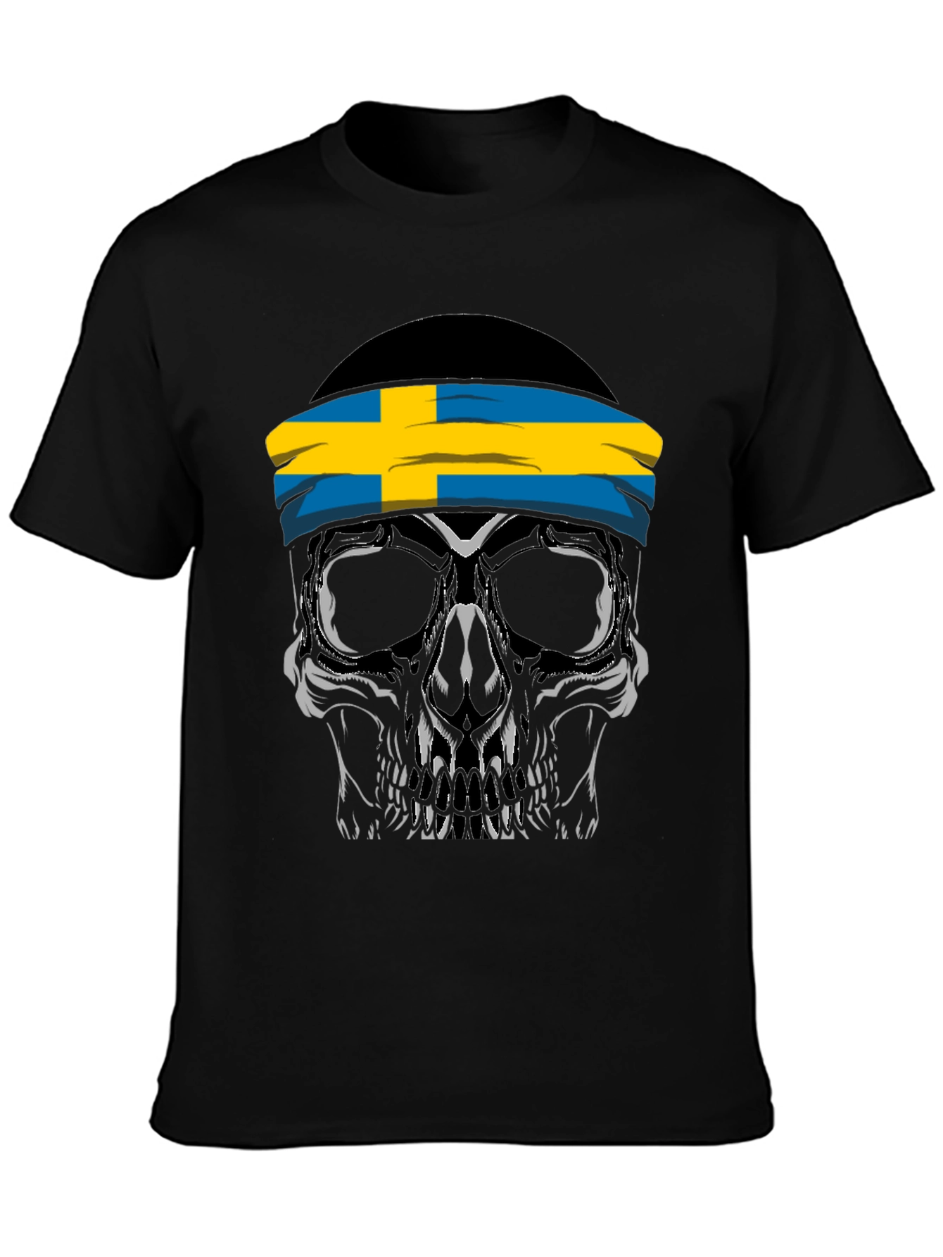 Skull Sweden Flag Headband Black T-Shirt