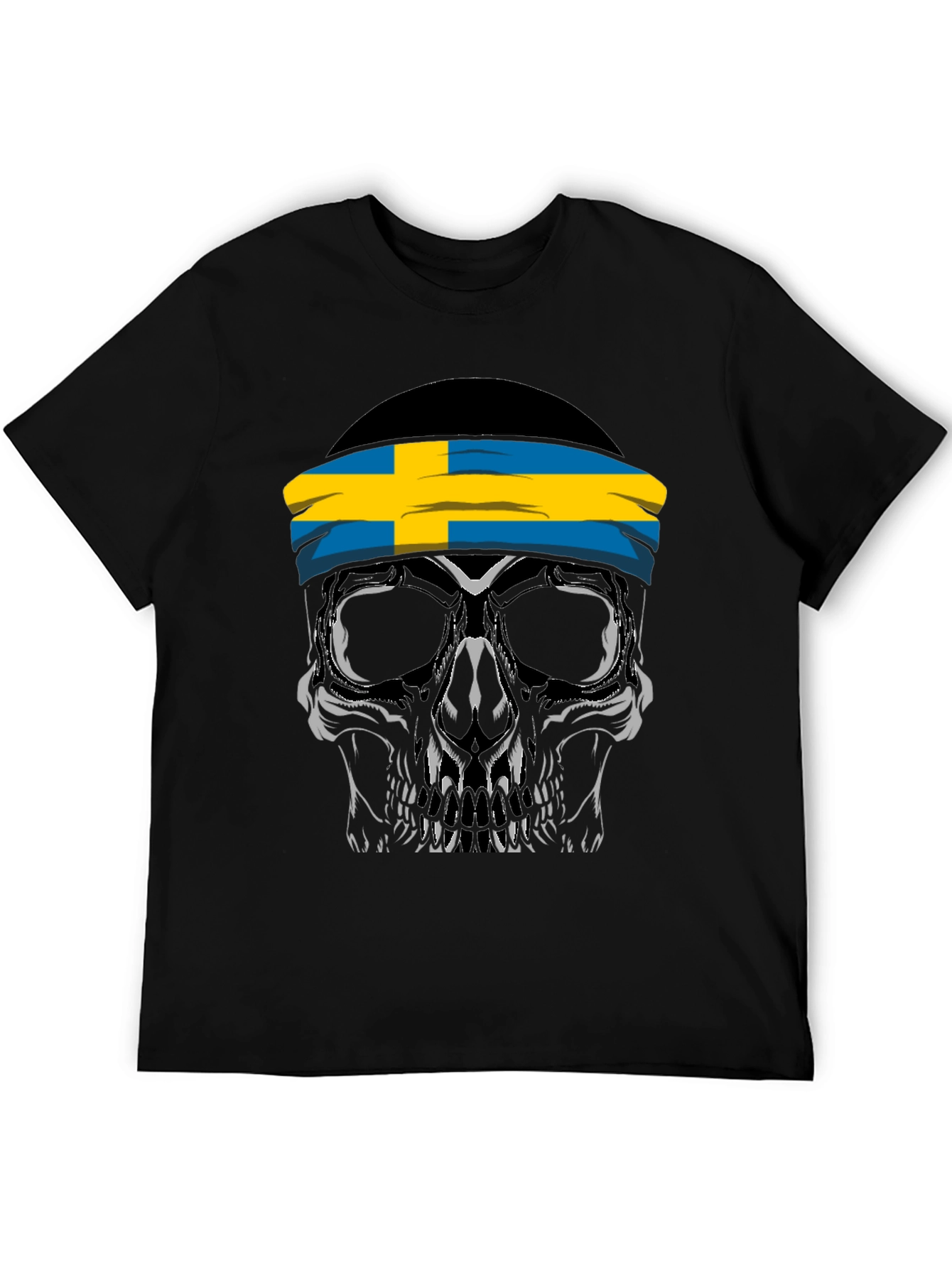 Skull Sweden Flag Headband Black T-Shirt