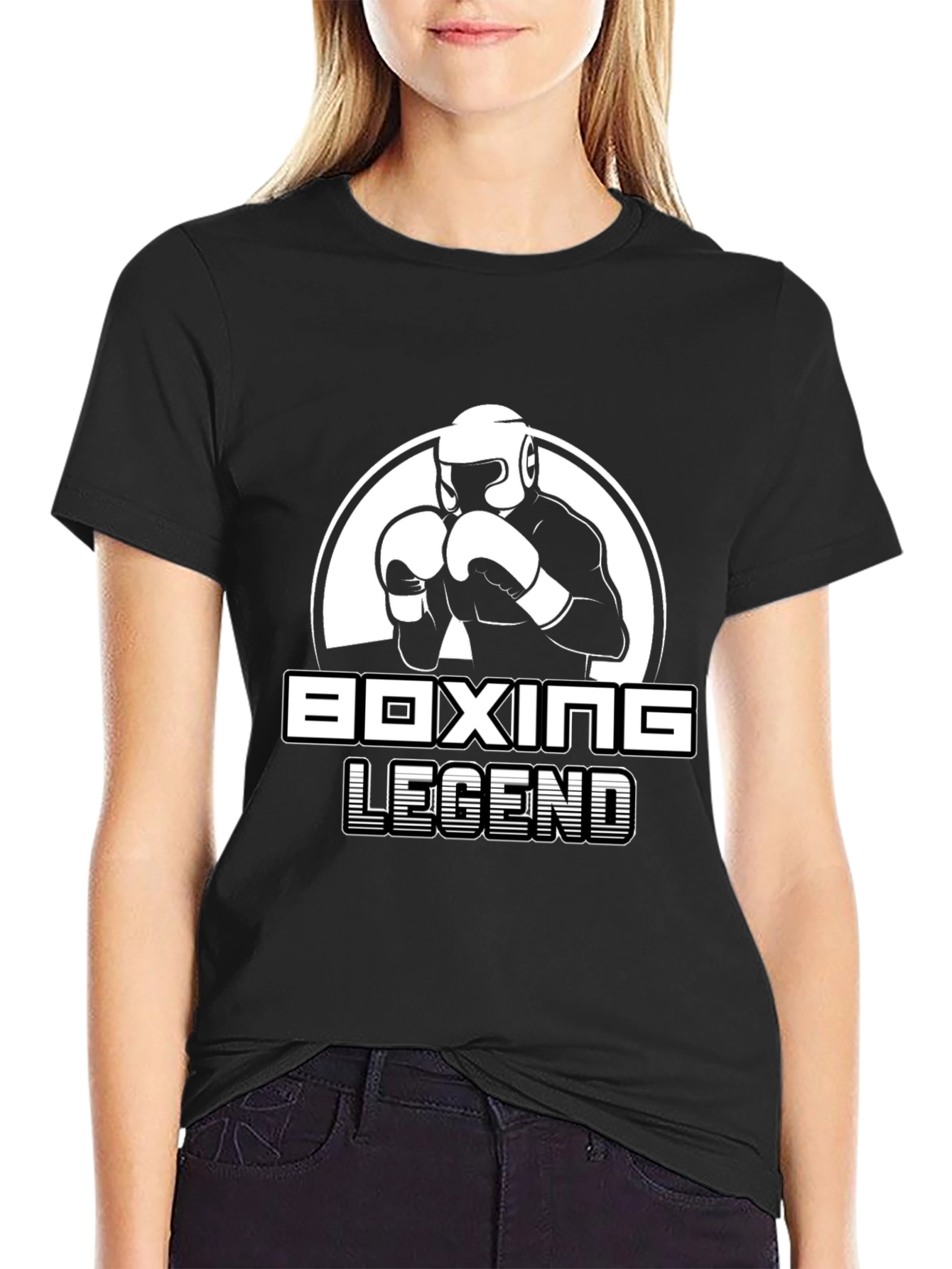 Boxing Legend Graphic Tee - Black Cotton T-Shirt