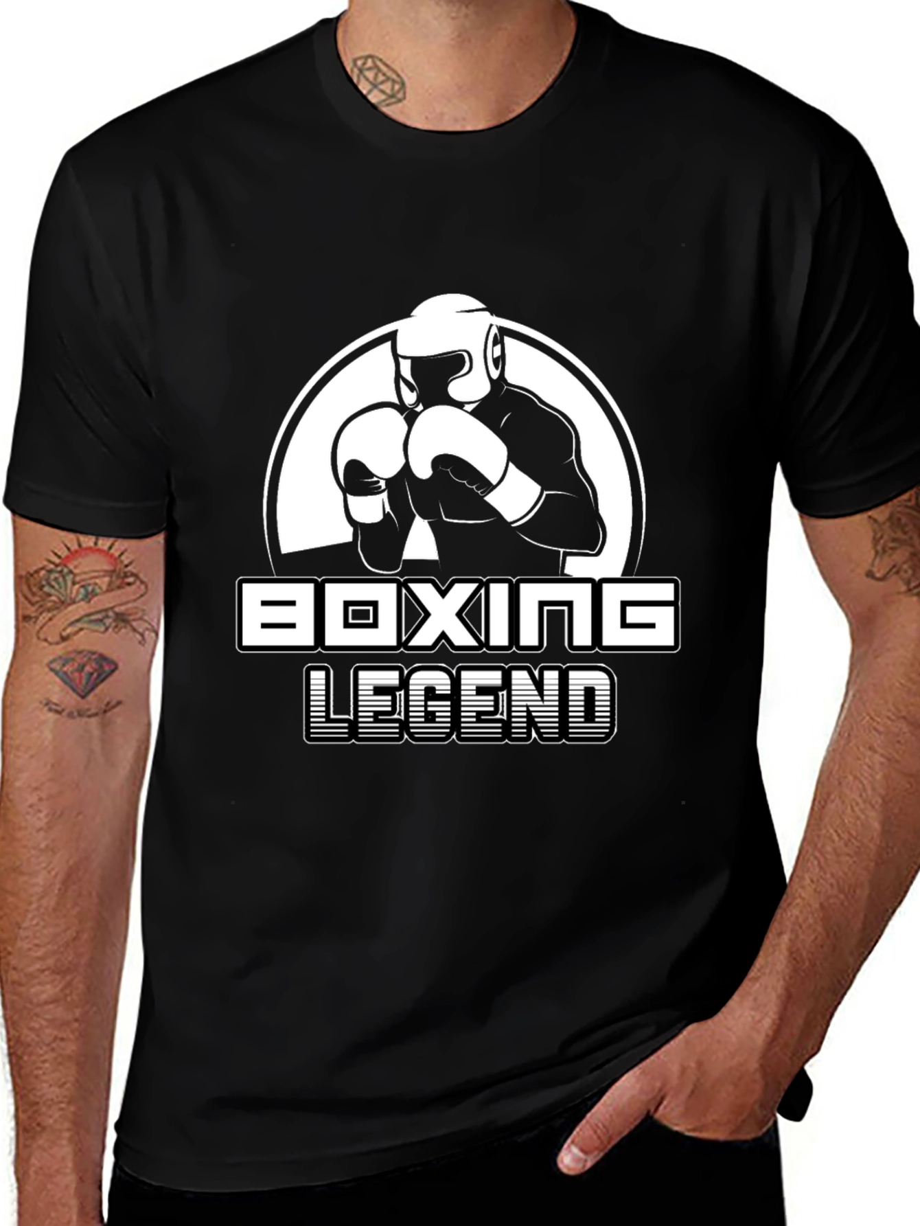 Boxing Legend Graphic Tee - Black Cotton T-Shirt