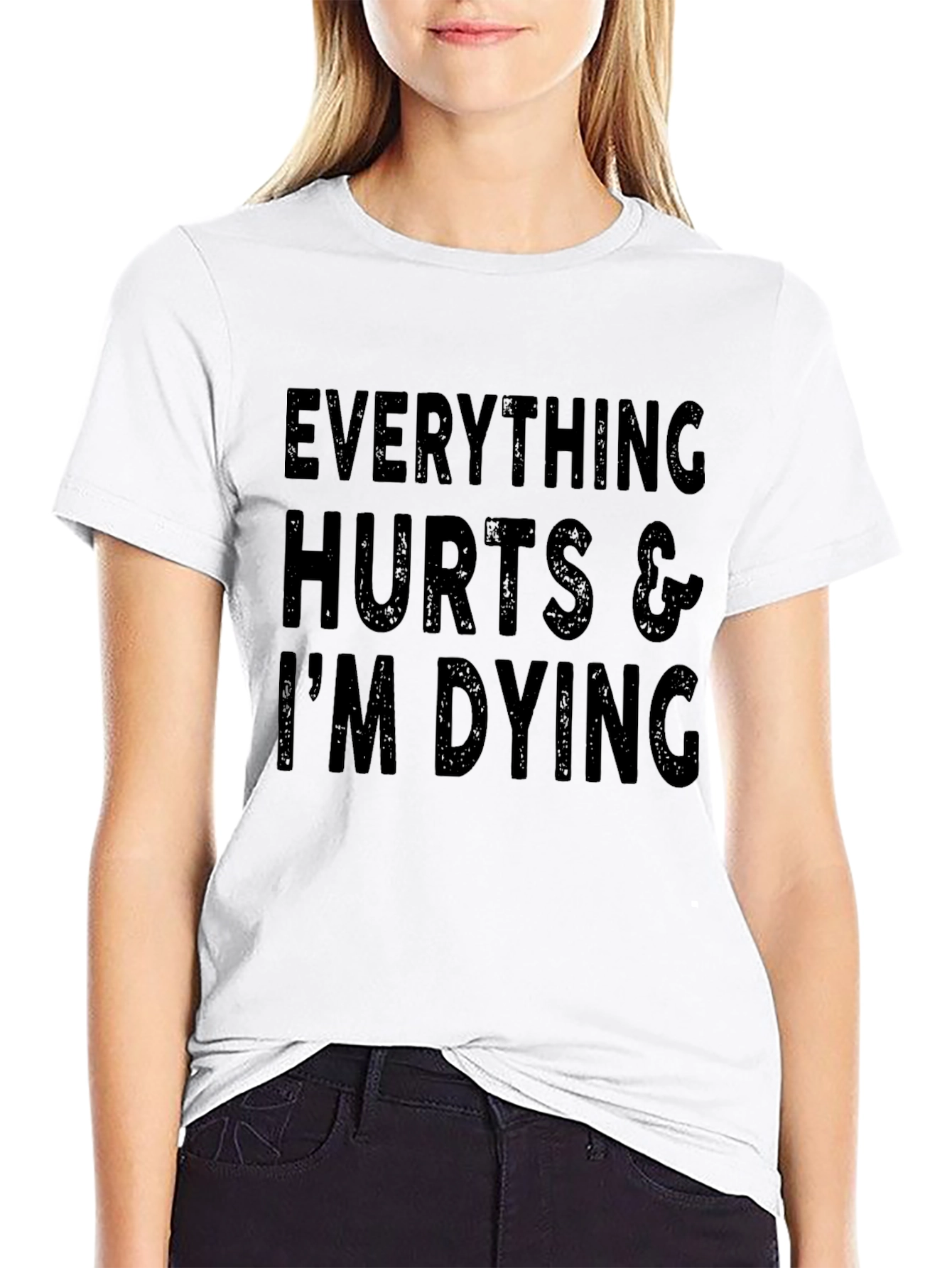 Everything Hurts Funny Graphic Tee - Black
