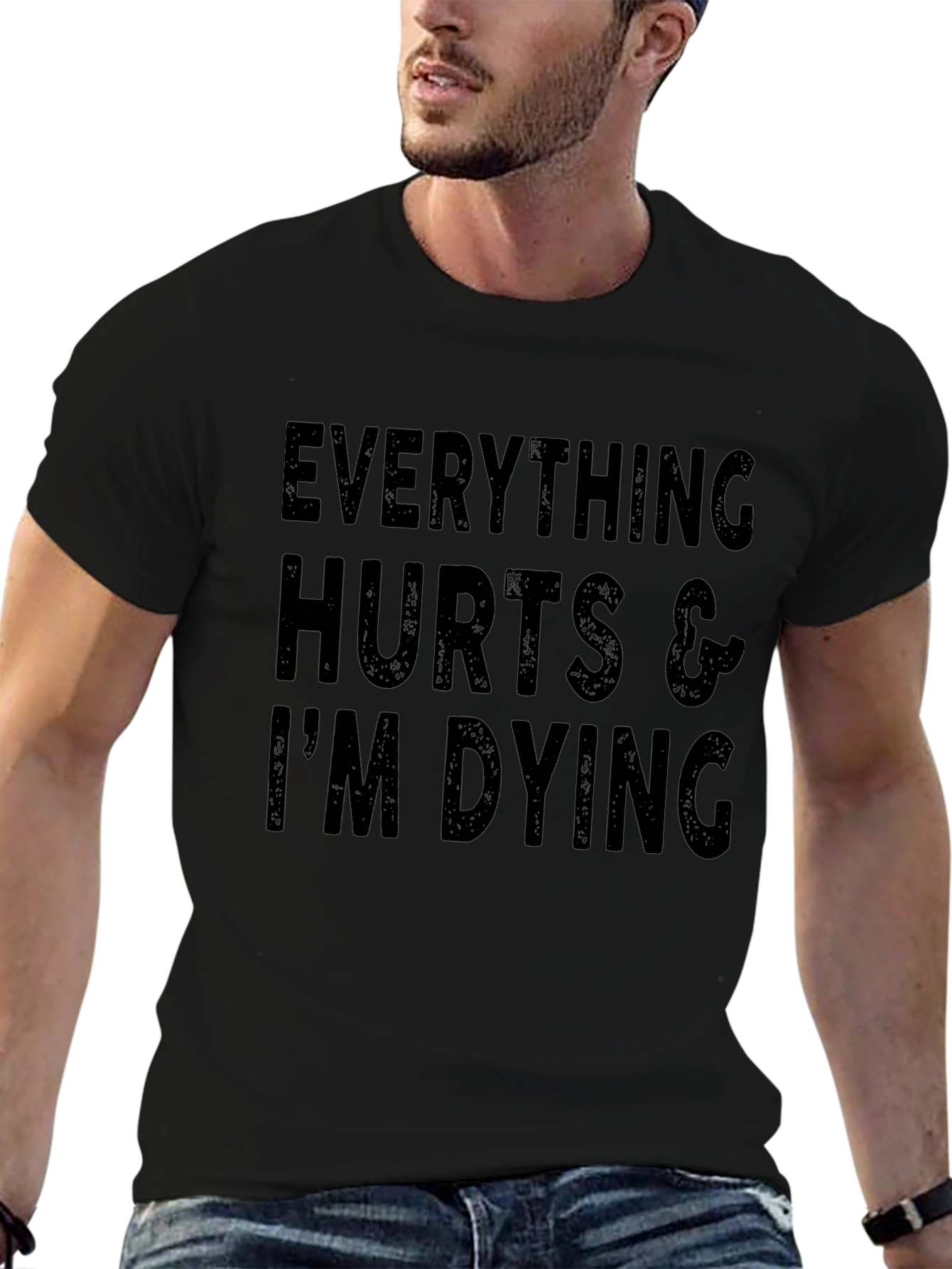 Everything Hurts Funny Graphic Tee - Black