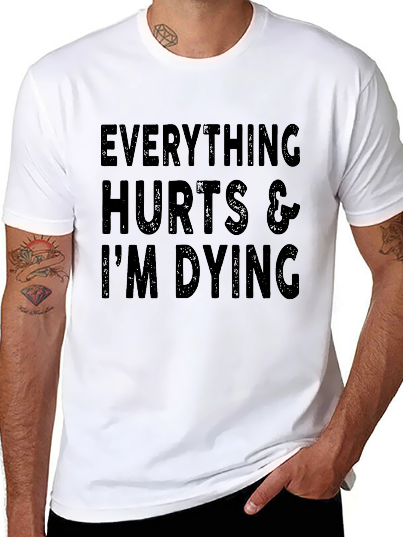 Everything Hurts Funny Graphic Tee - Black