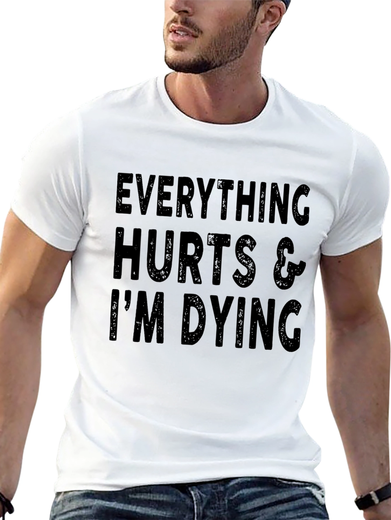 Everything Hurts Funny Graphic Tee - Black