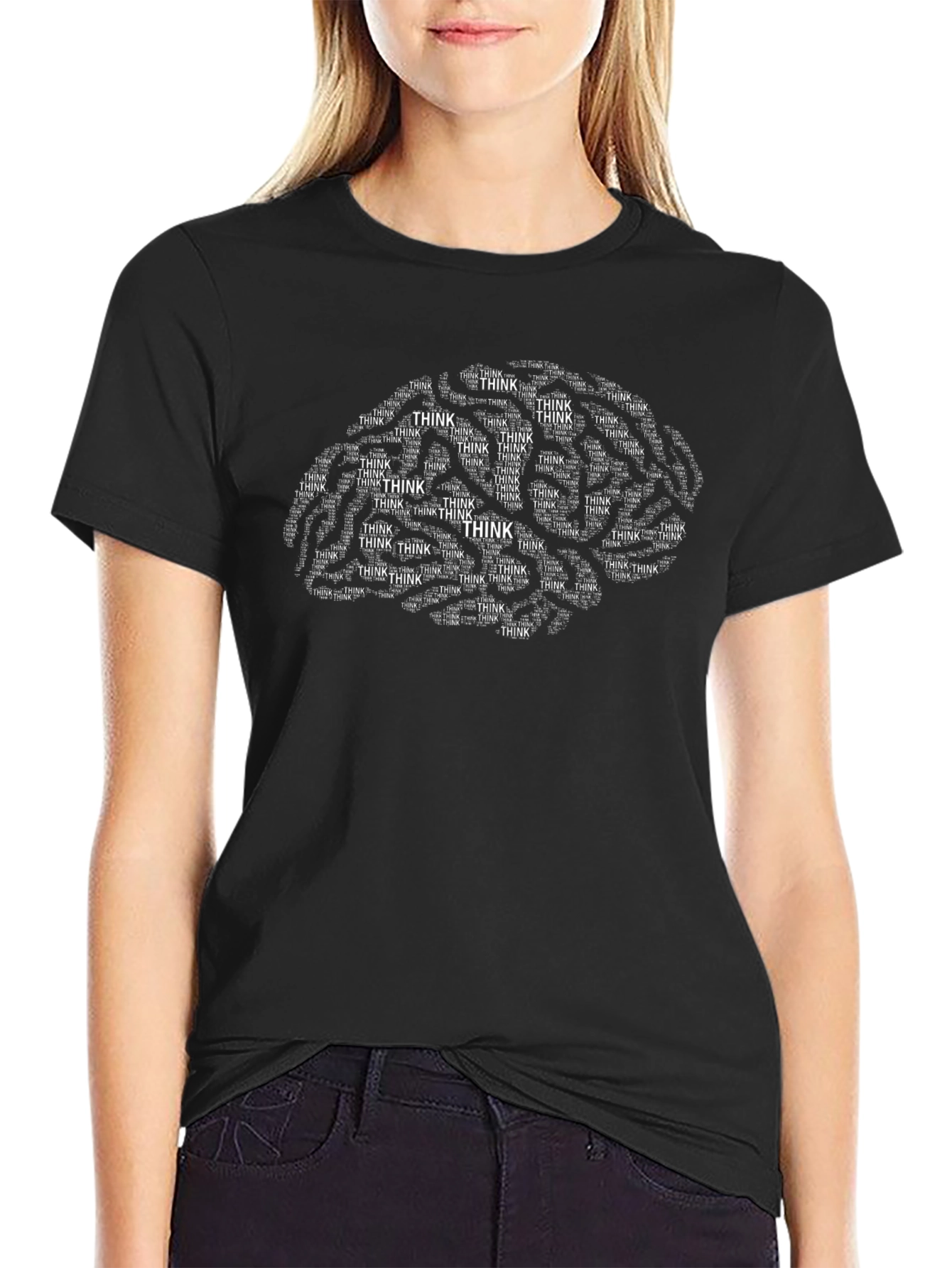 Think Brain Graphic Black T-Shirt