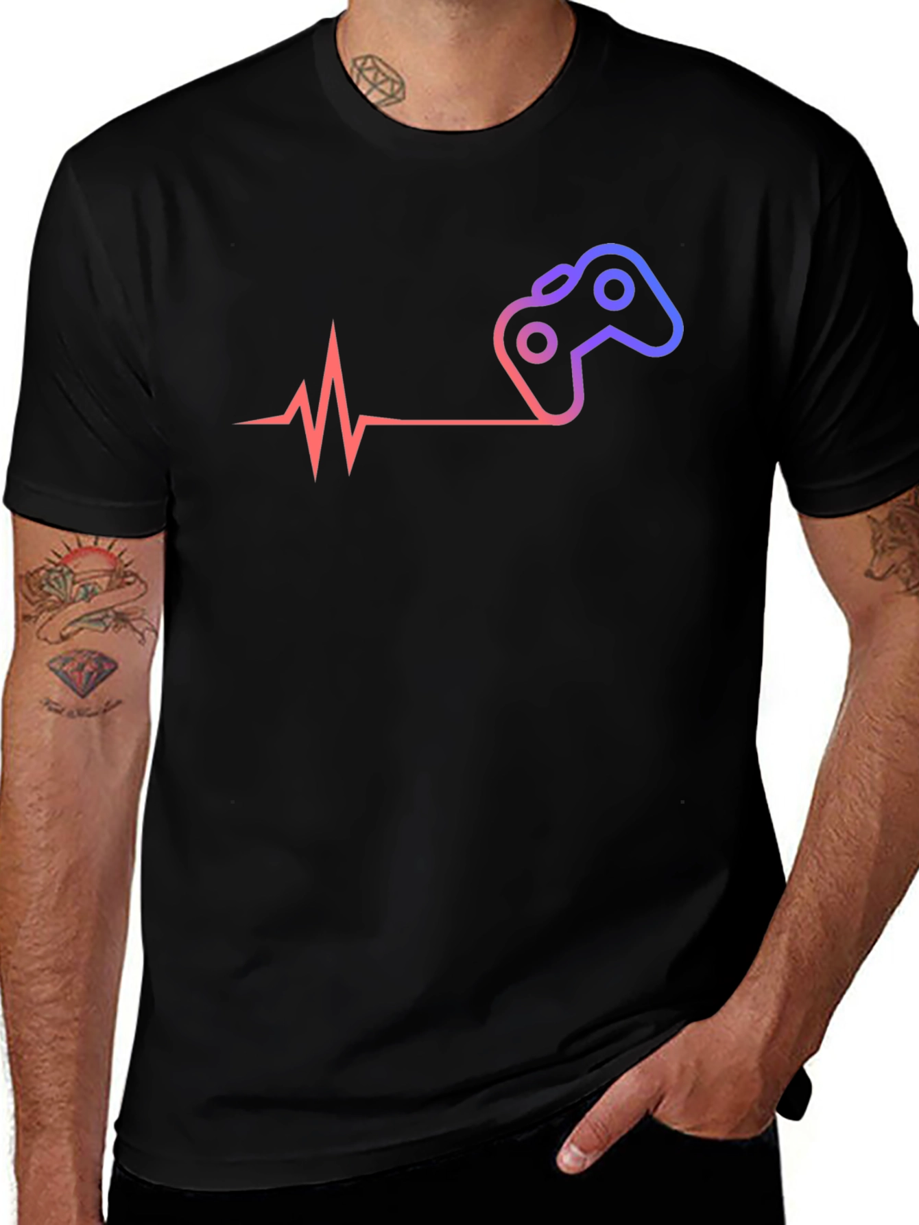 Gamer Heartbeat T-Shirt - Black Cotton Tee