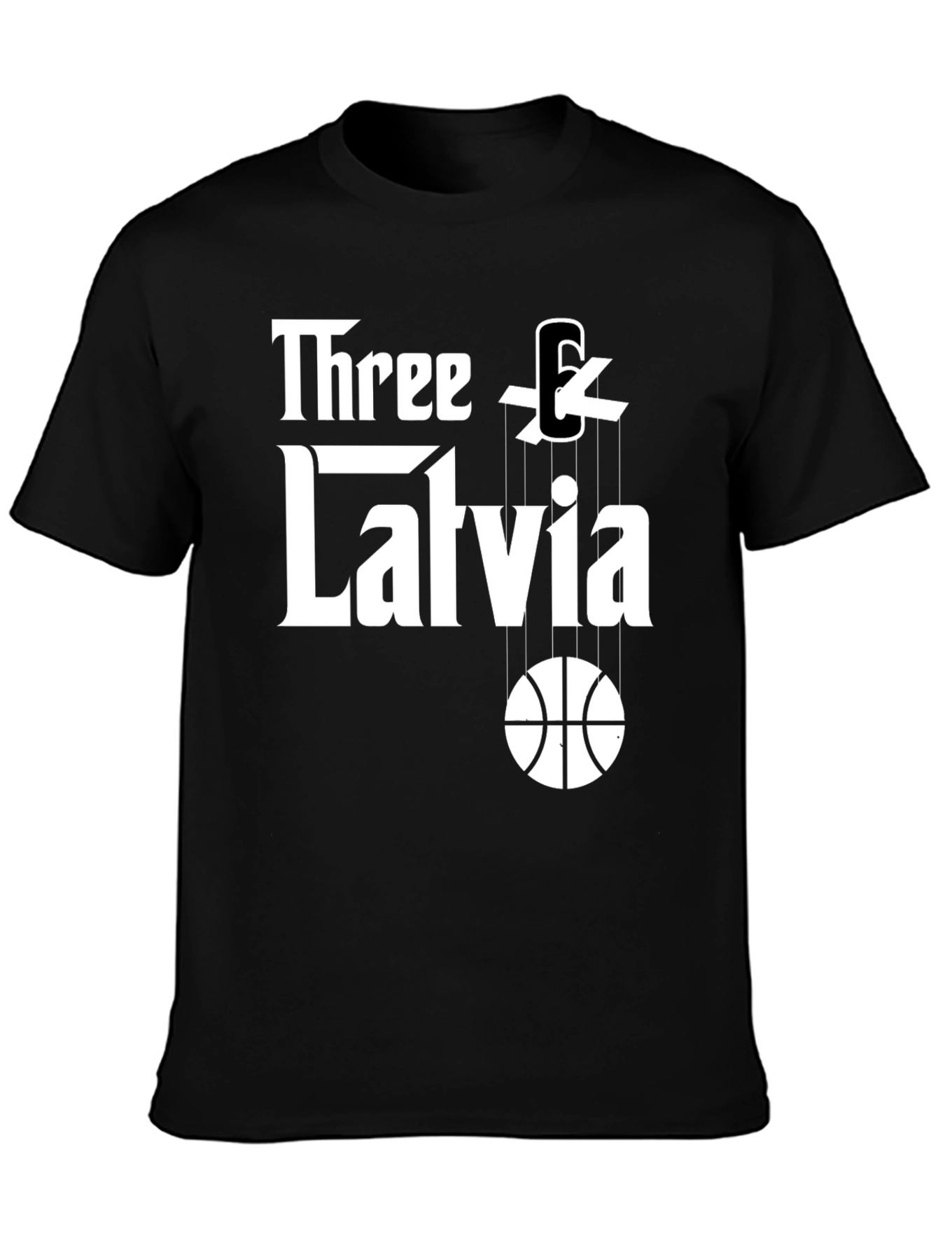 Three & Latvia Basketball Godfather-Style T-Shirt