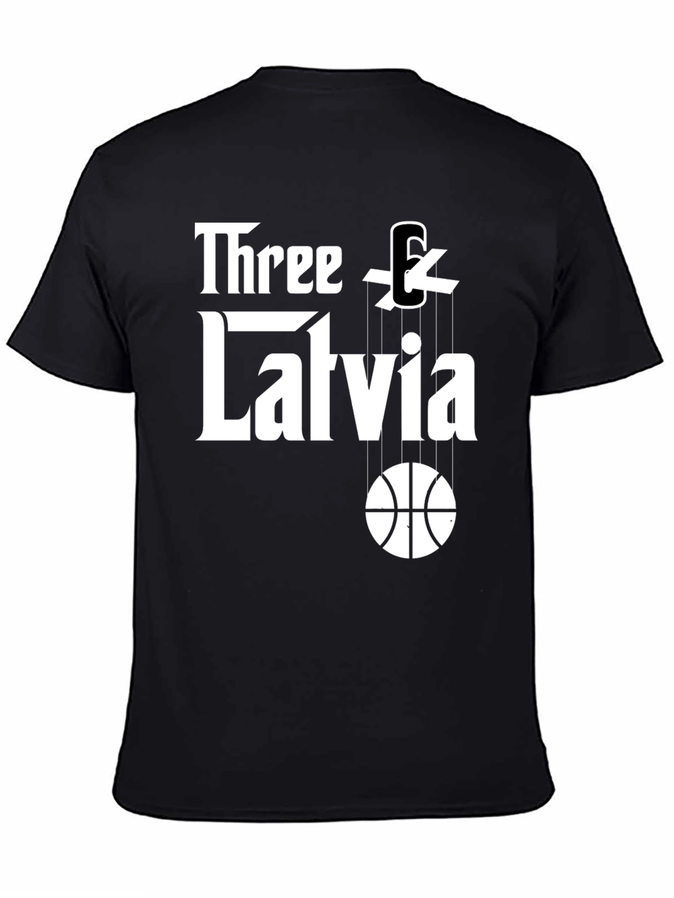 Three & Latvia Basketball Godfather-Style T-Shirt