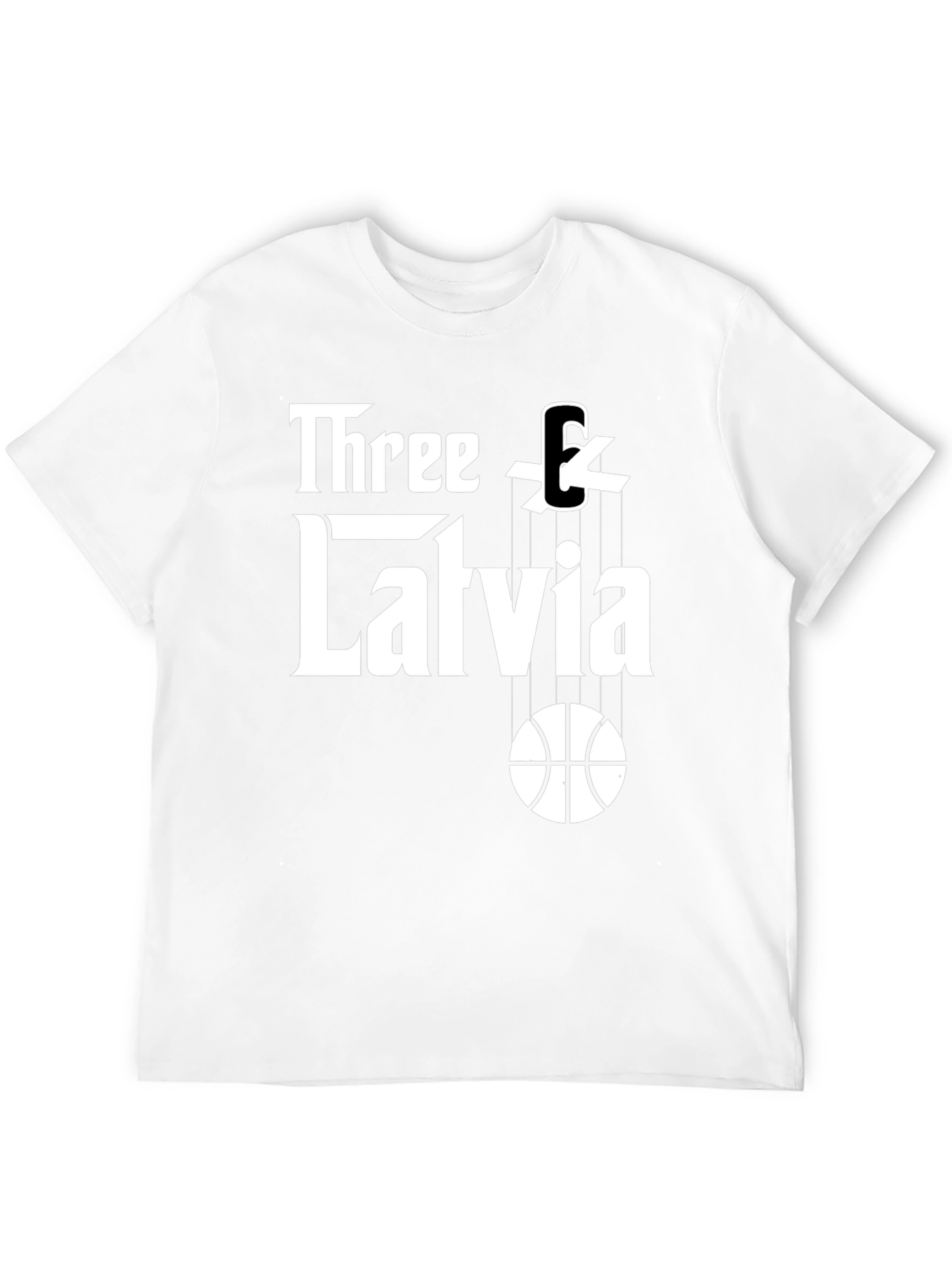 Three & Latvia Basketball Godfather-Style T-Shirt