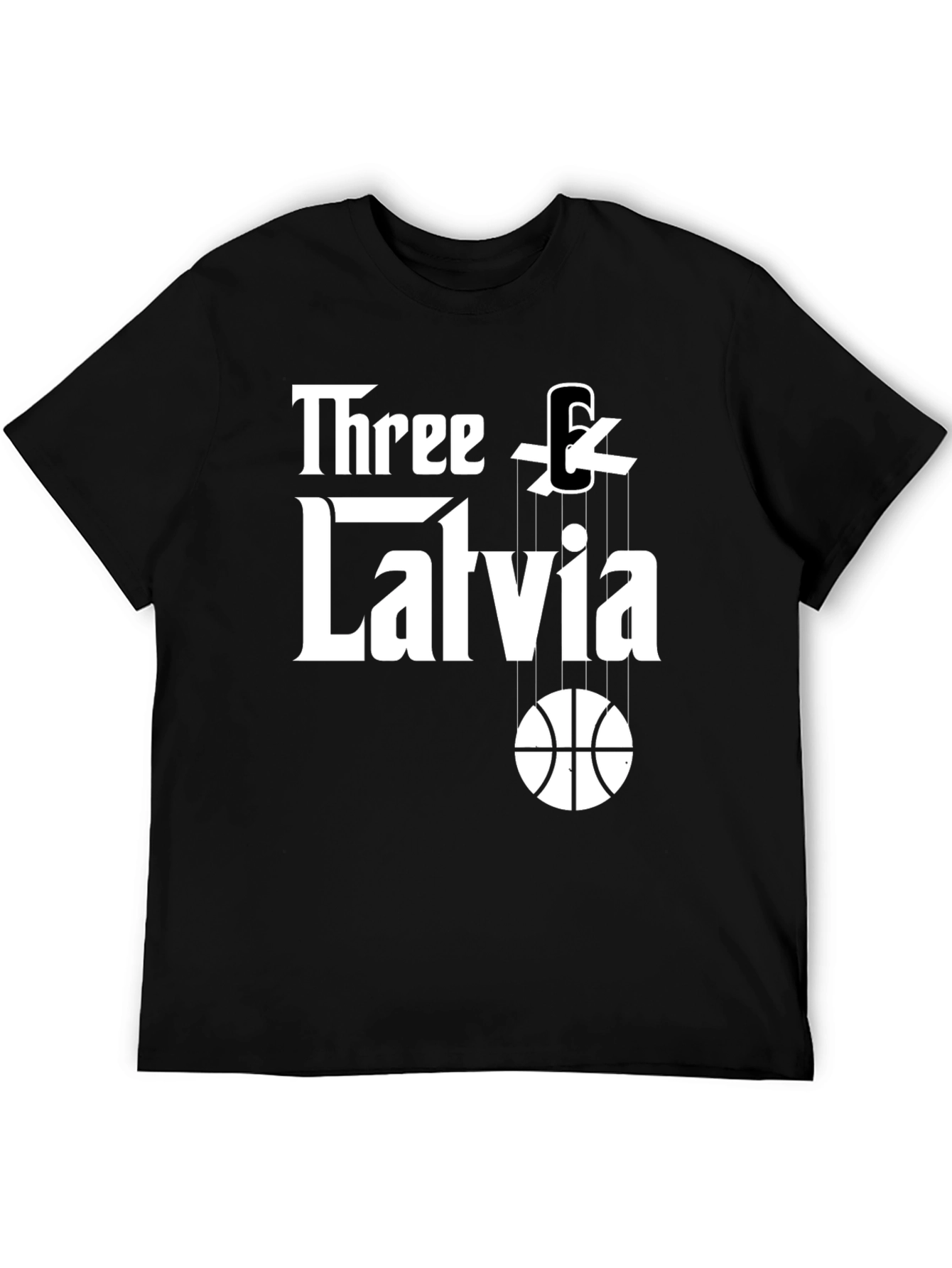 Three & Latvia Basketball Godfather-Style T-Shirt