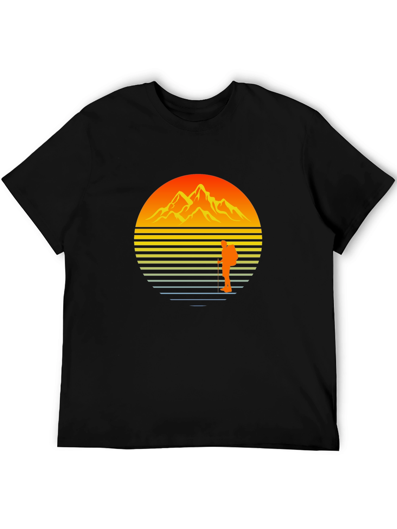 Sunset Mountain Hiker Graphic Tee - Black