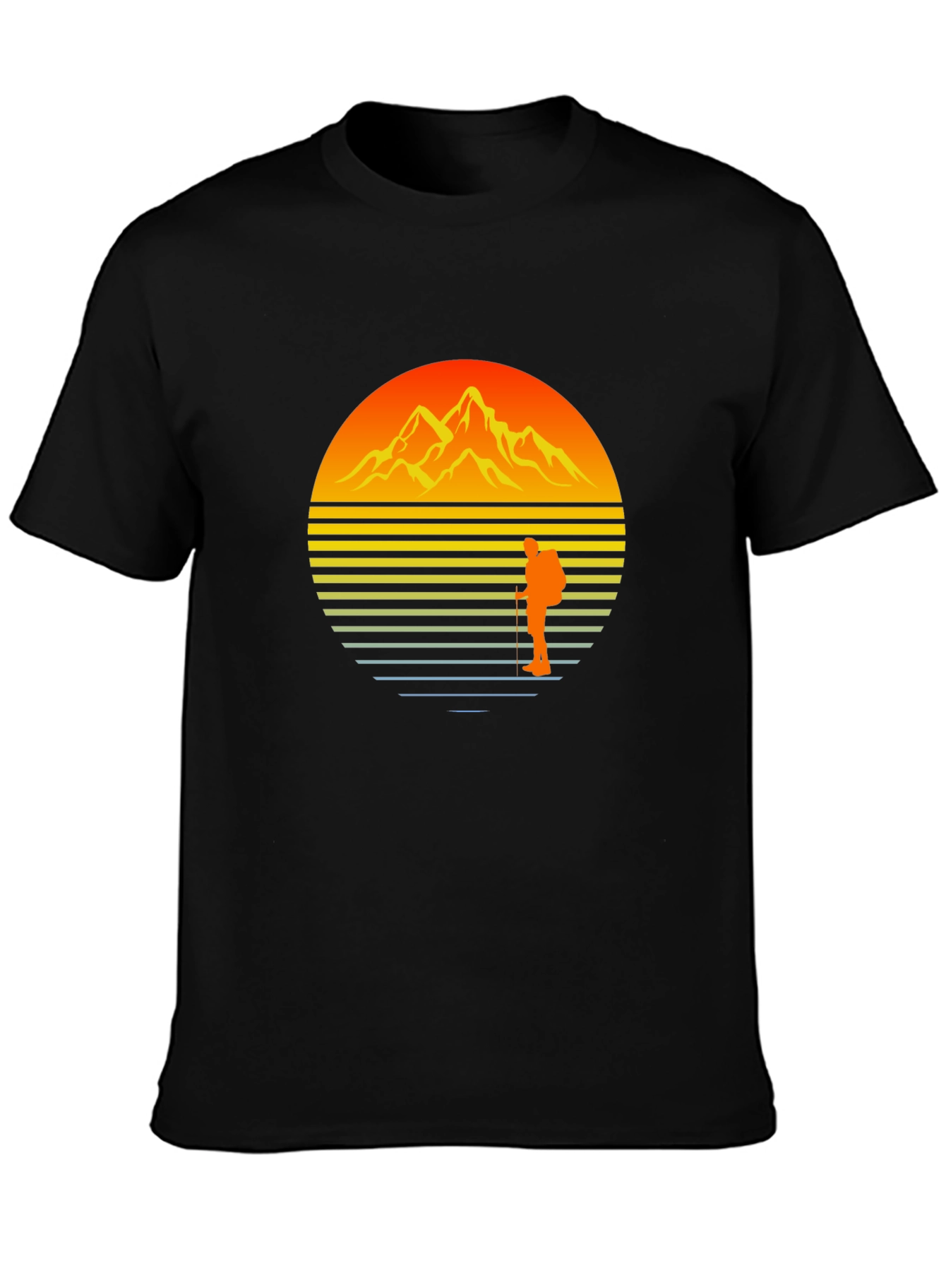 Sunset Mountain Hiker Graphic Tee - Black