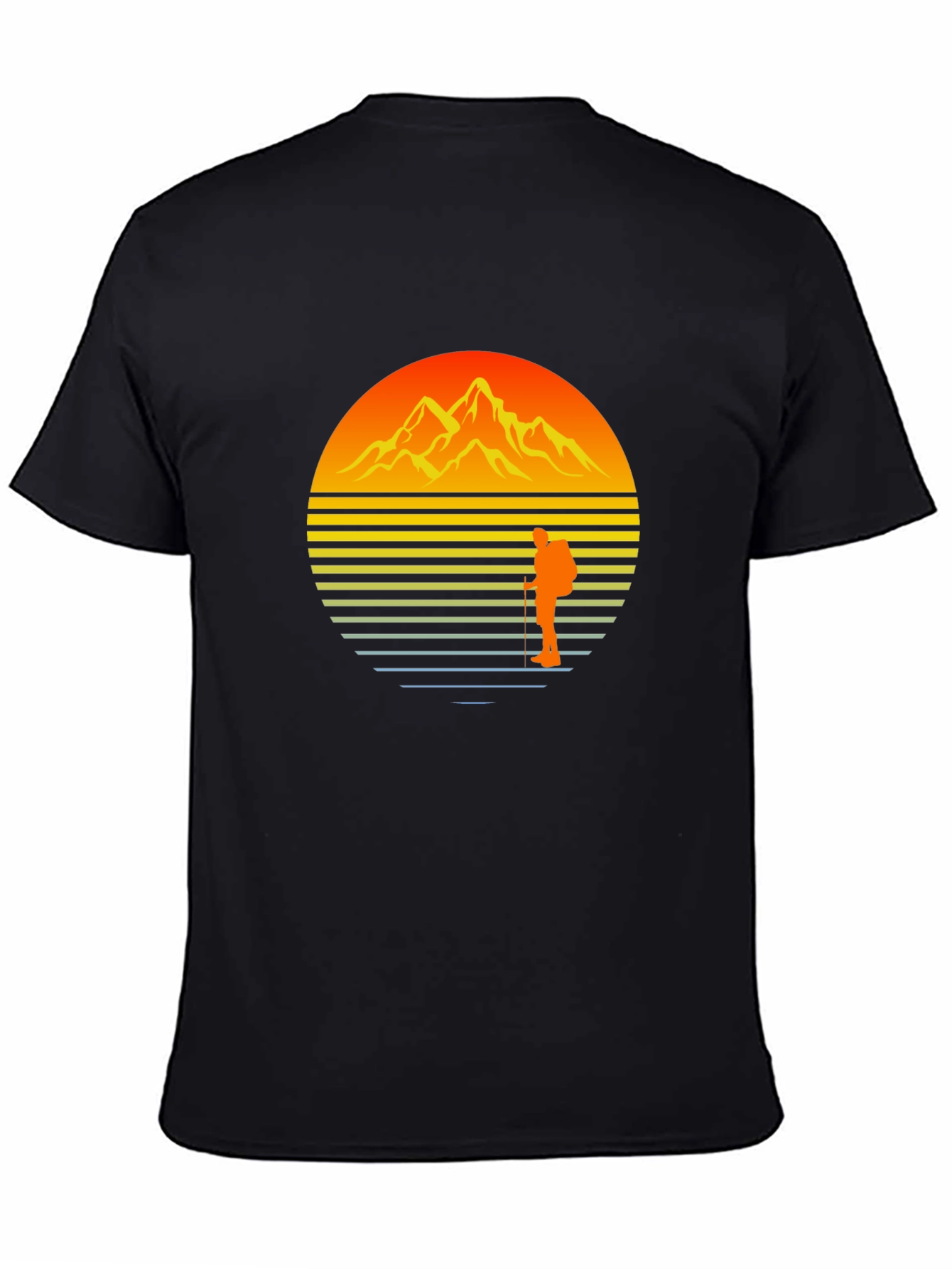 Sunset Mountain Hiker Graphic Tee - Black