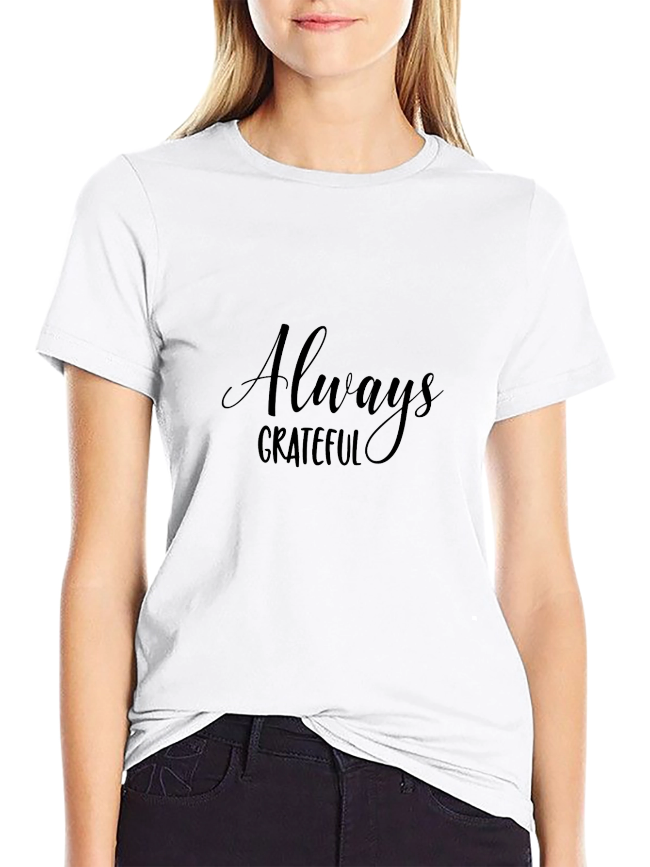 Always Grateful Black Graphic Tee