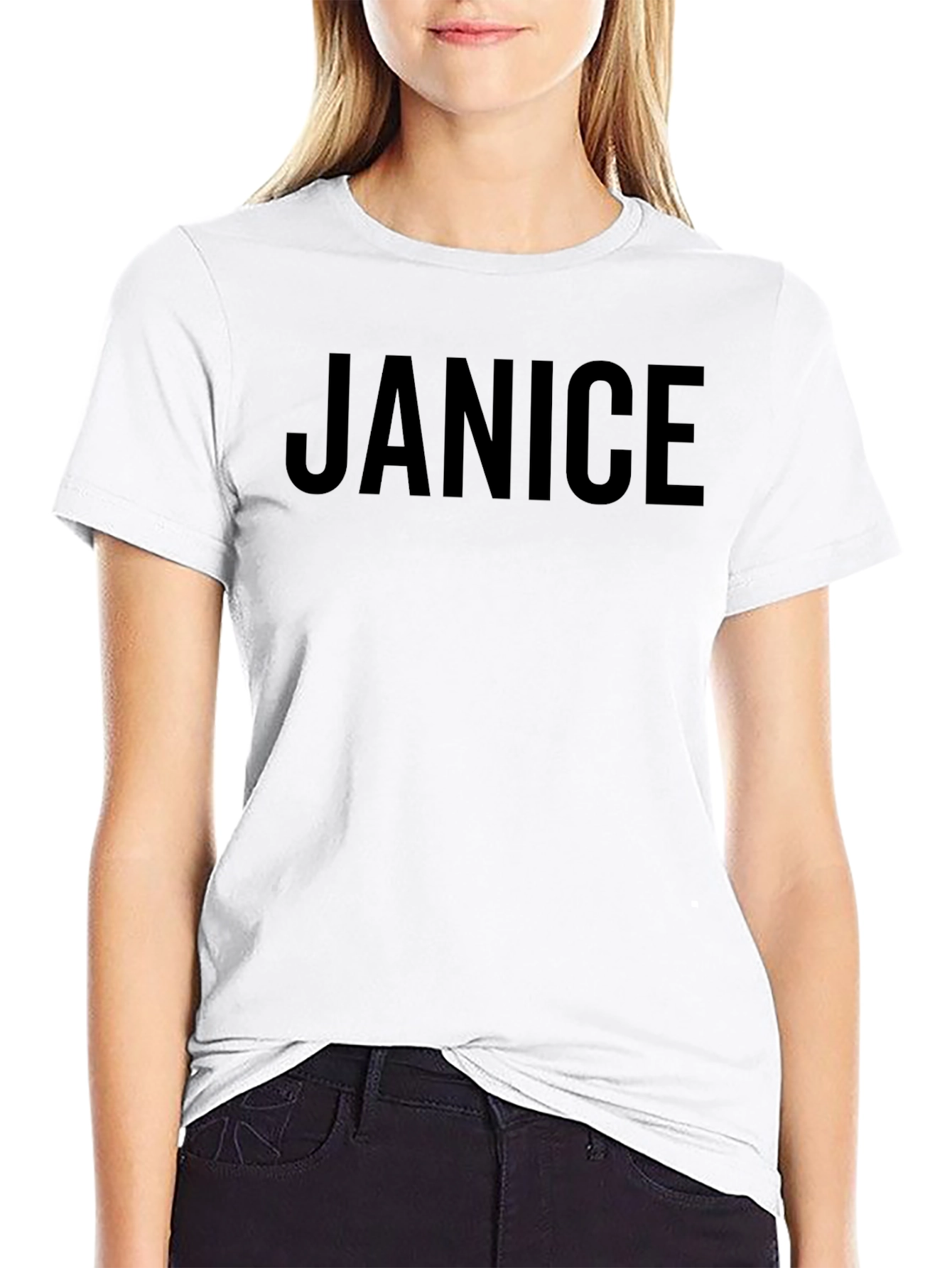 Janice Personalized Black Cotton Tee