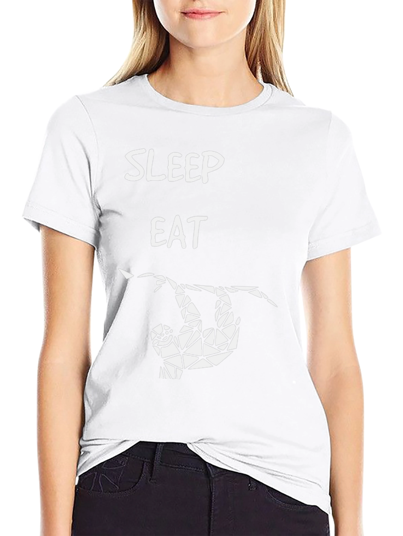 Sleep Eat Sloth T-Shirt - Geometric Design Casual Style