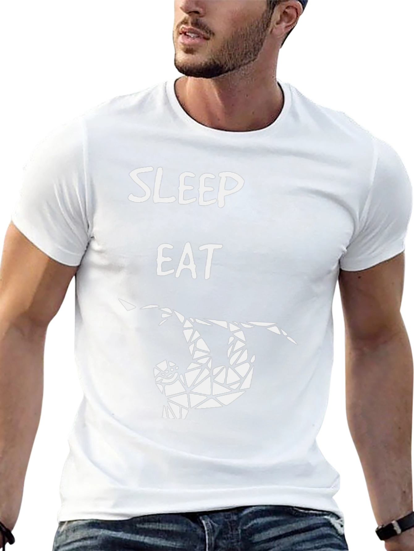 Sleep Eat Sloth T-Shirt - Geometric Design Casual Style