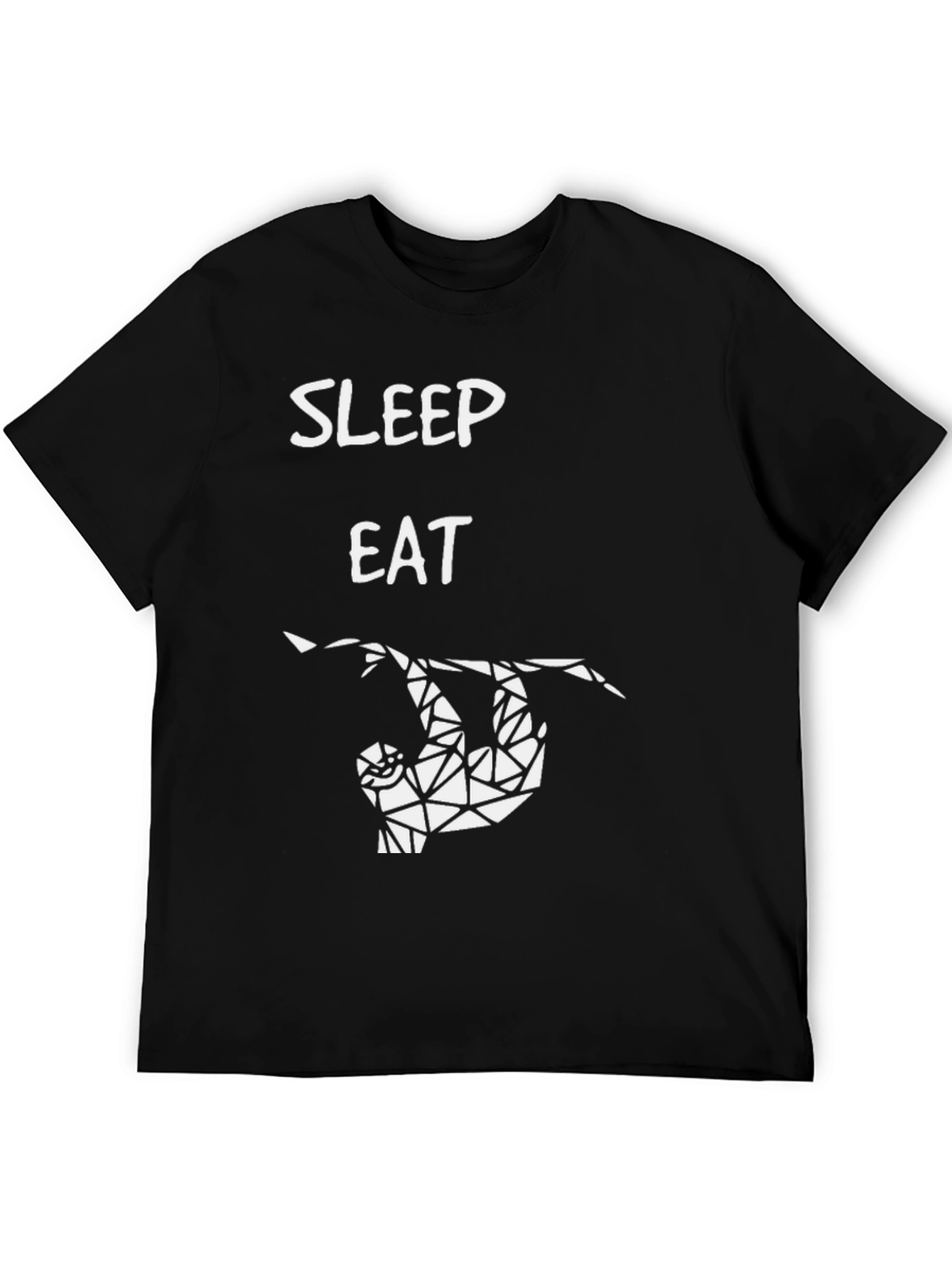 Sleep Eat Sloth T-Shirt - Geometric Design Casual Style