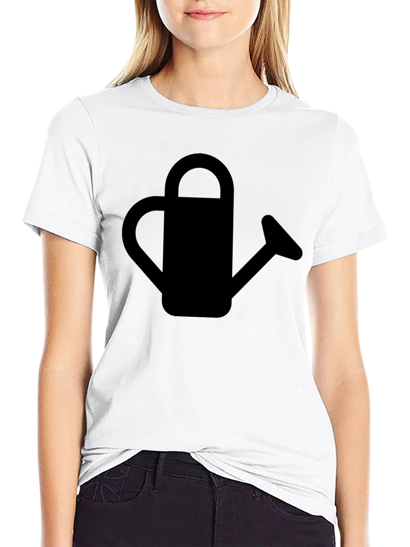 Watering Can Graphic Tee - Black Cotton Shirt