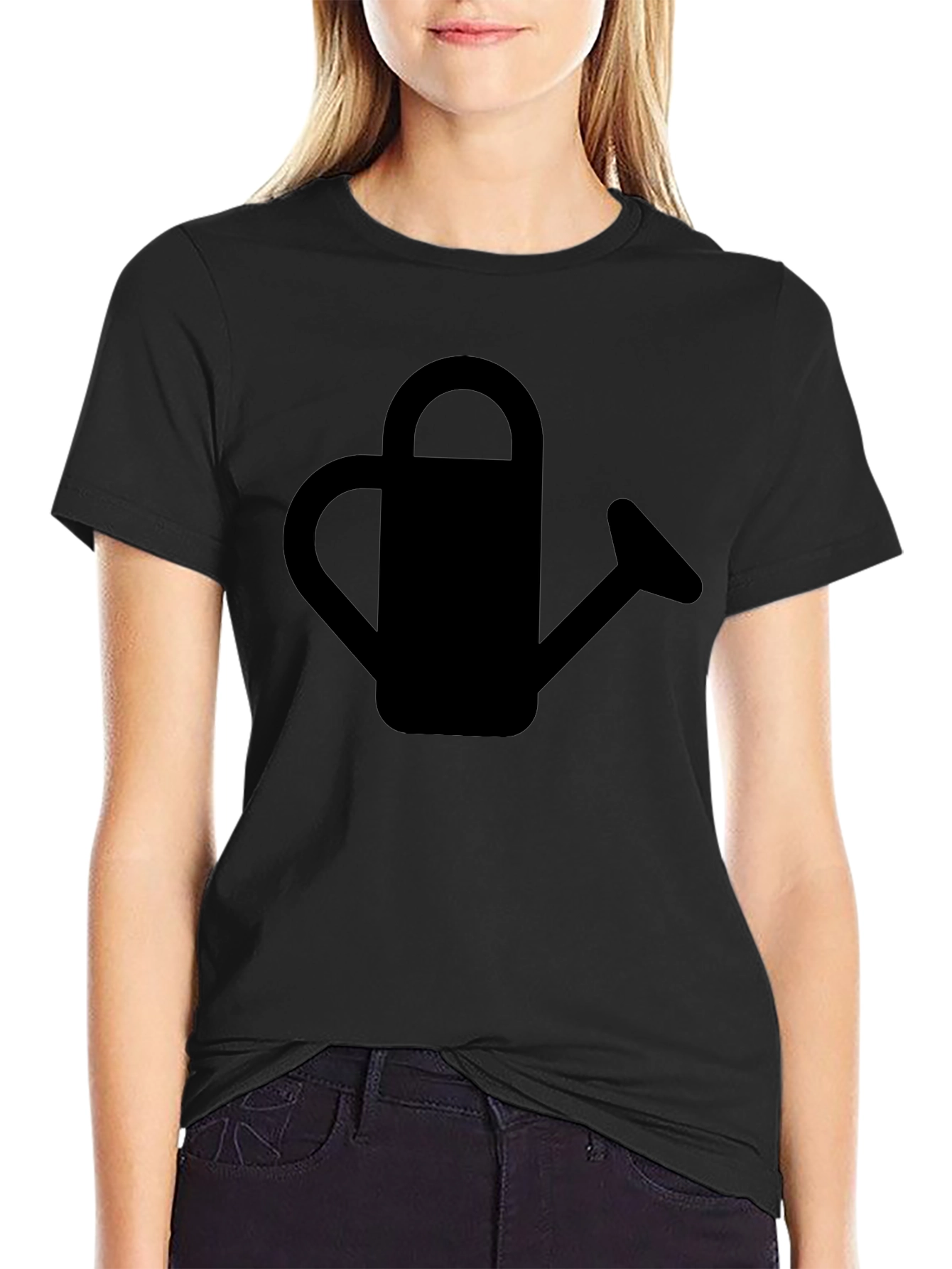 Watering Can Graphic Tee - Black Cotton Shirt