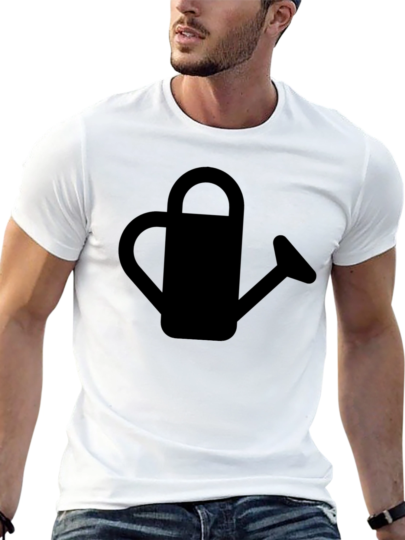 Watering Can Graphic Tee - Black Cotton Shirt
