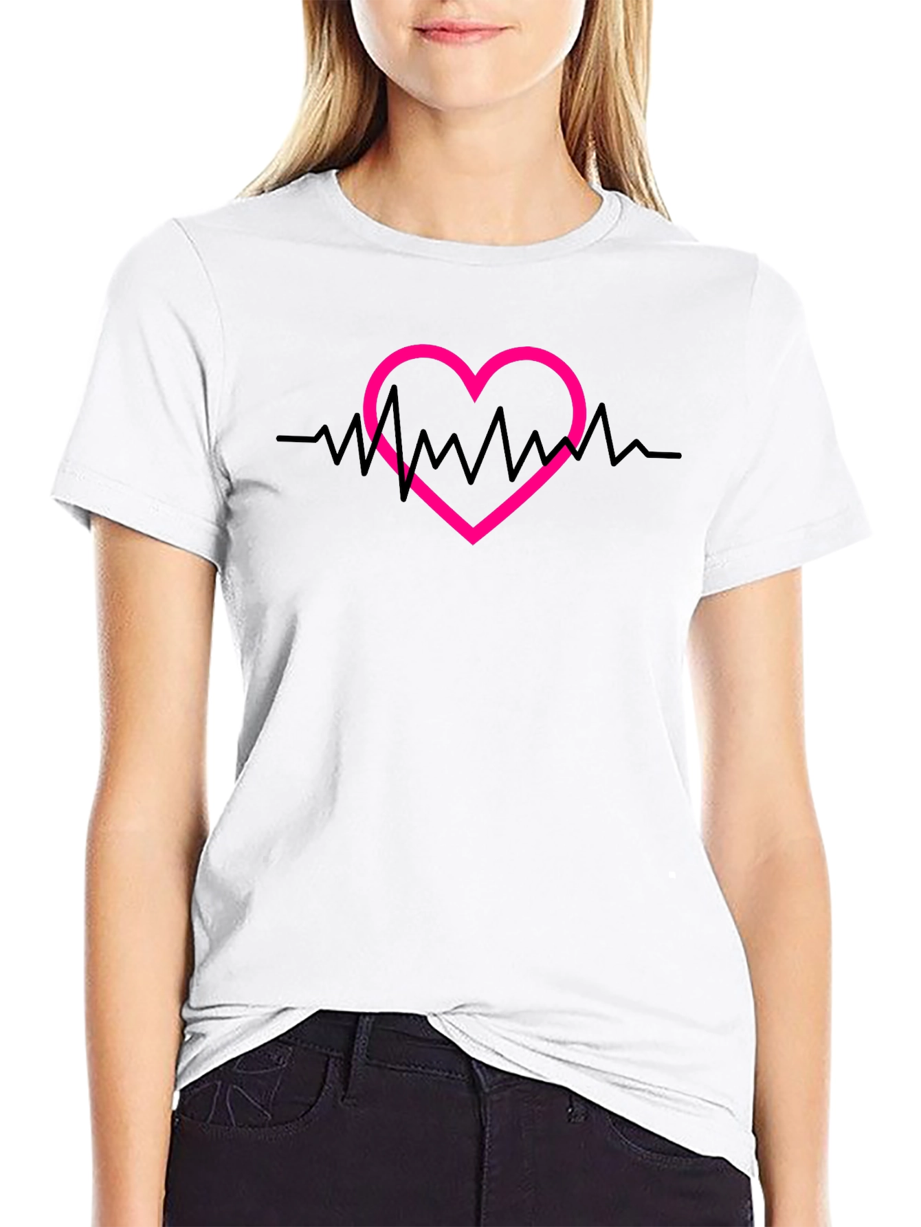 Heartbeat Heart Graphic Tee - Black