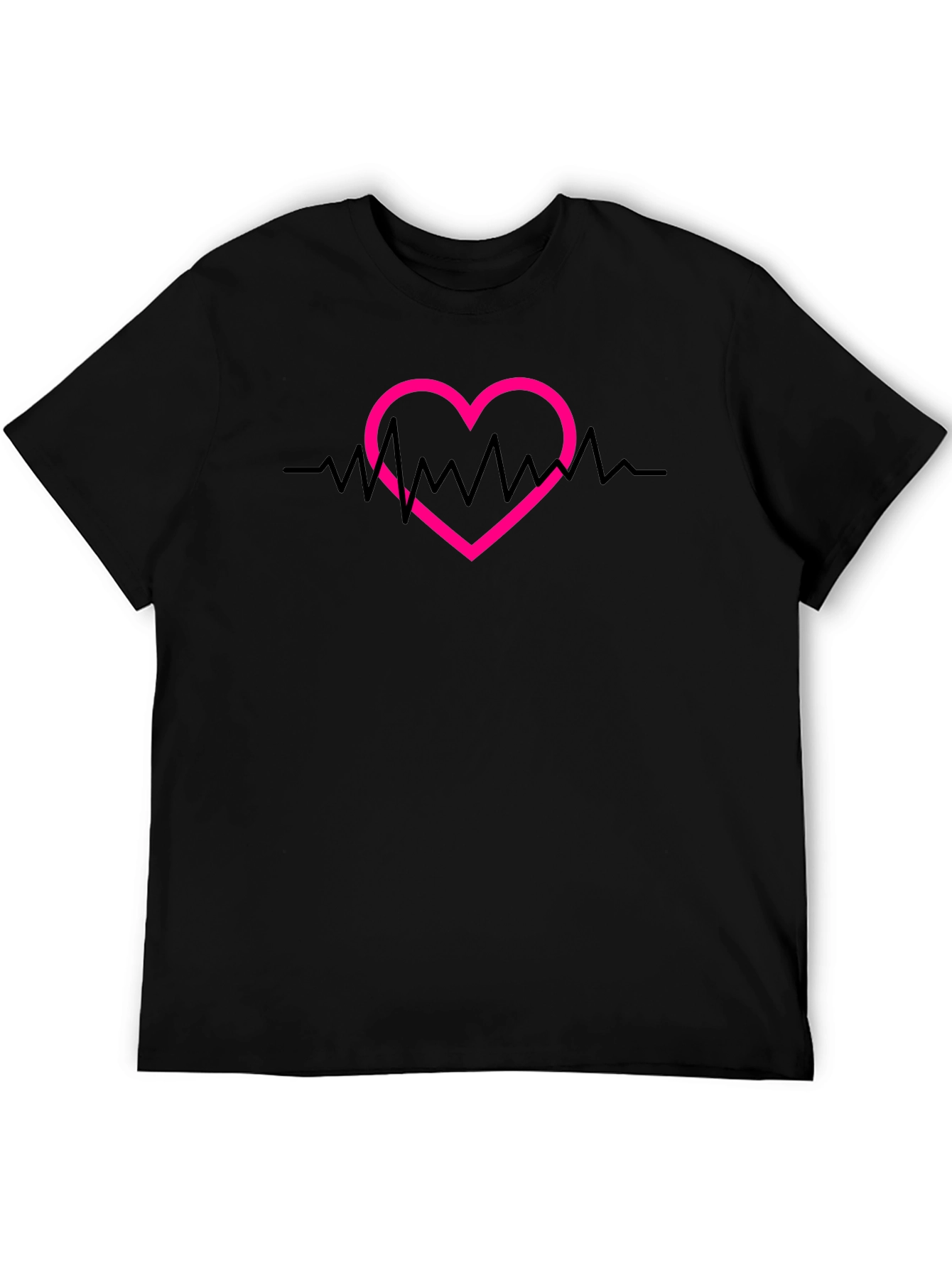 Heartbeat Heart Graphic Tee - Black